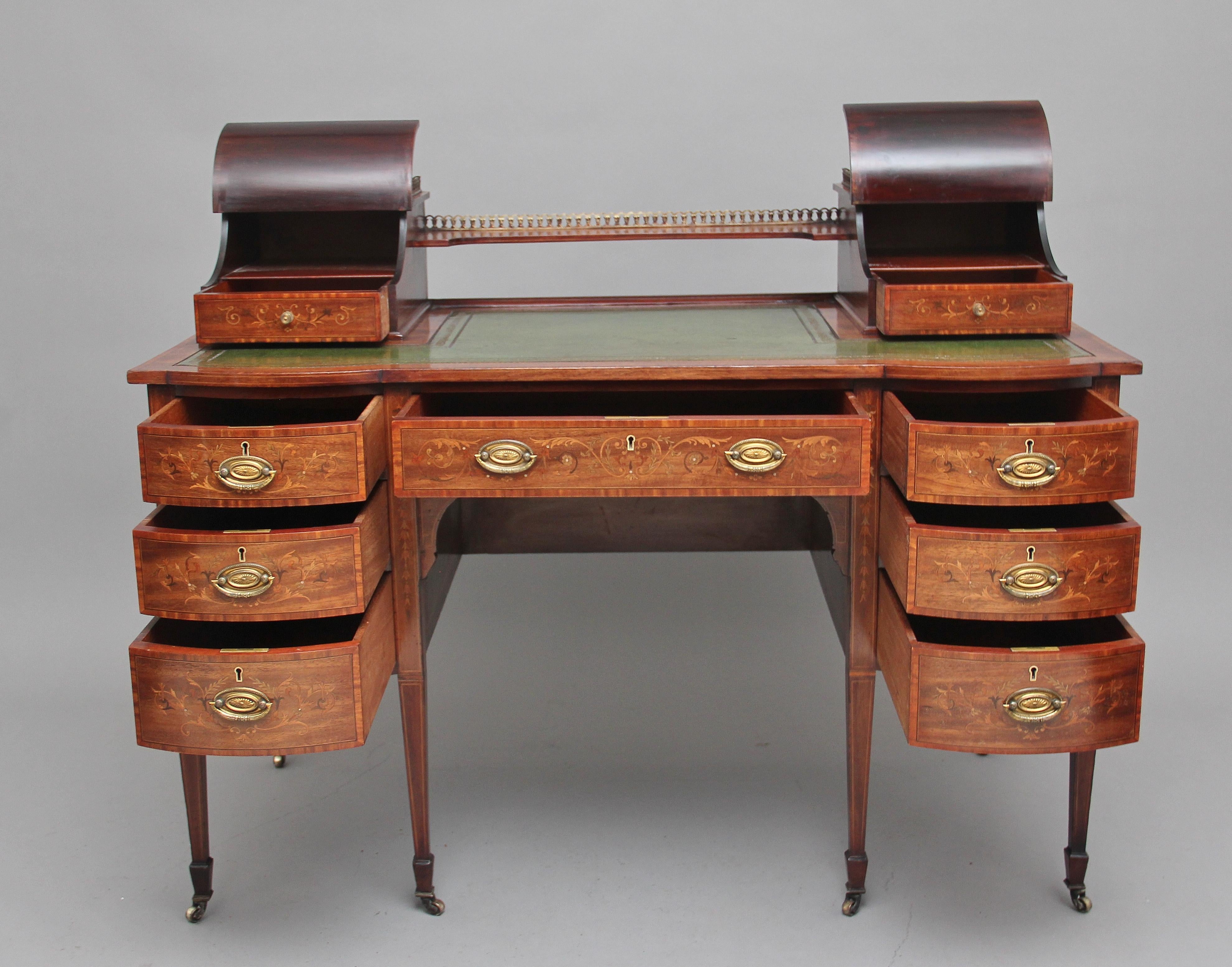 English 19th Century Inlaid Mahogany Desk