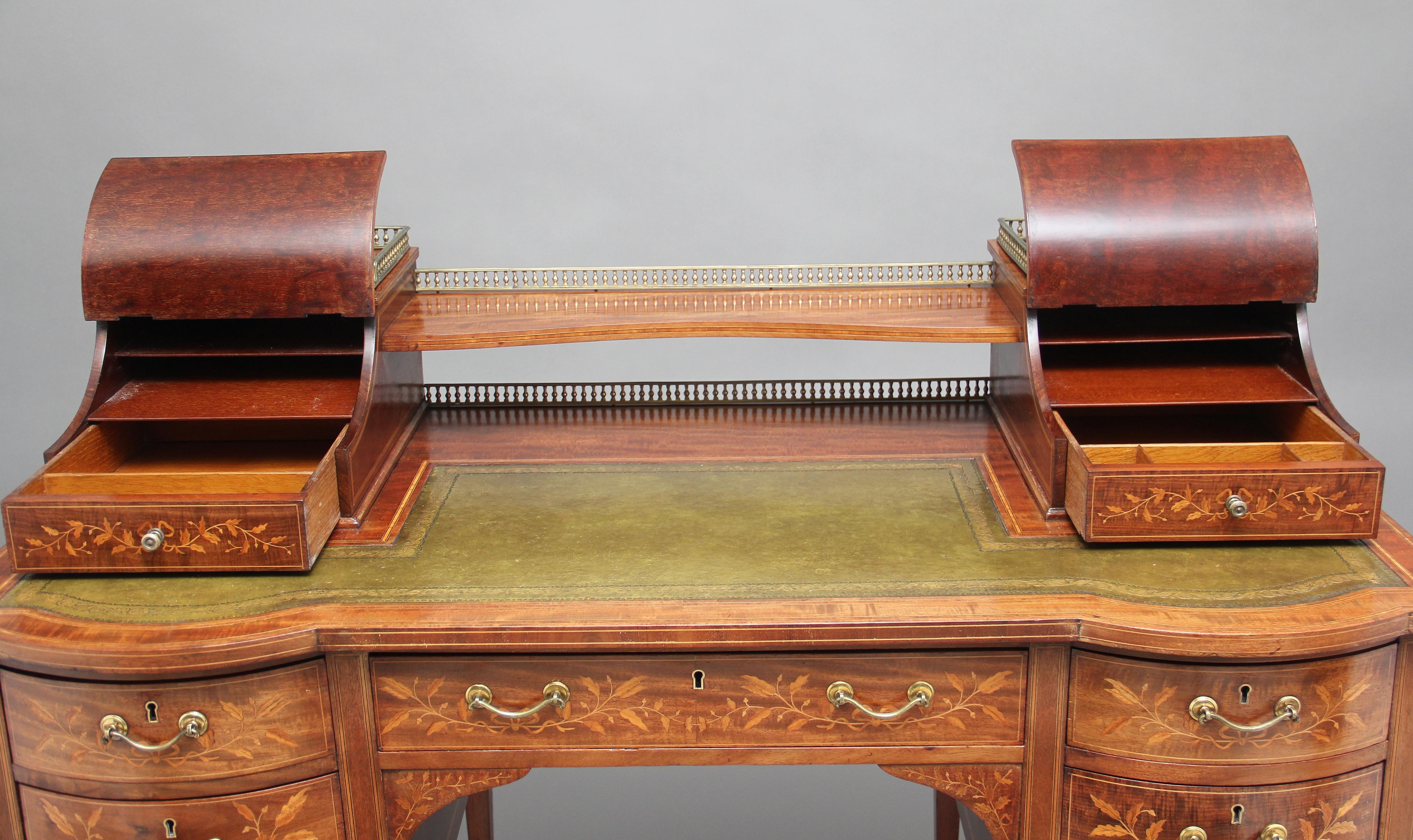 19th Century Inlaid Mahogany Desk im Zustand „Gut“ in Martlesham, GB