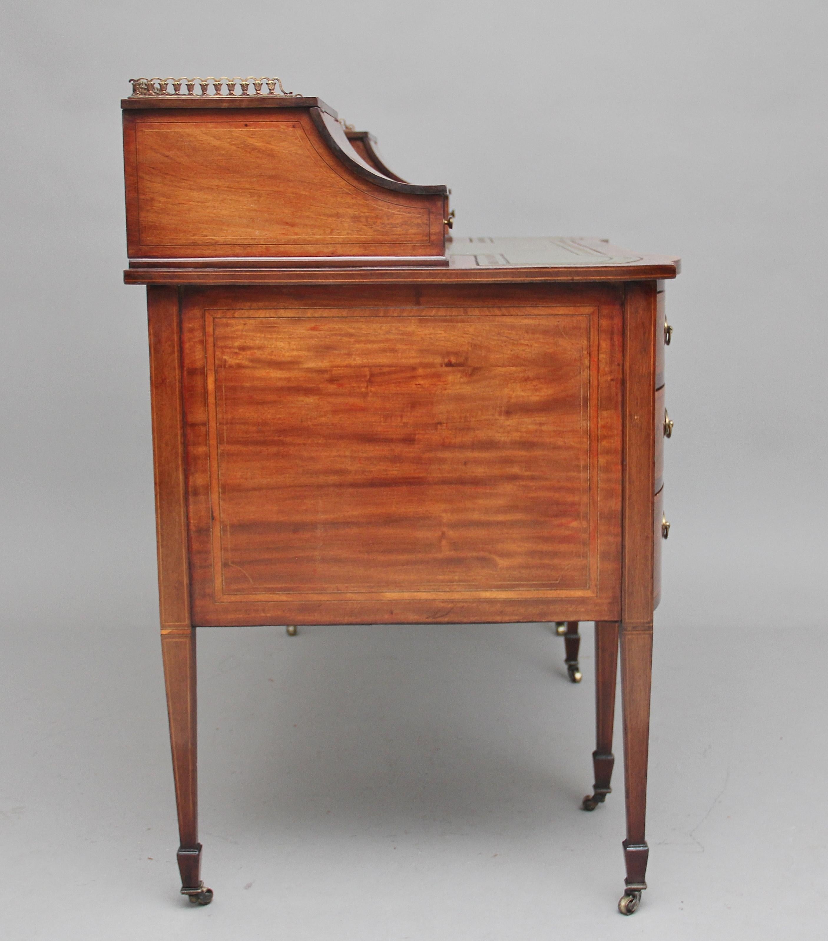 19th Century Inlaid Mahogany Desk In Good Condition In Martlesham, GB