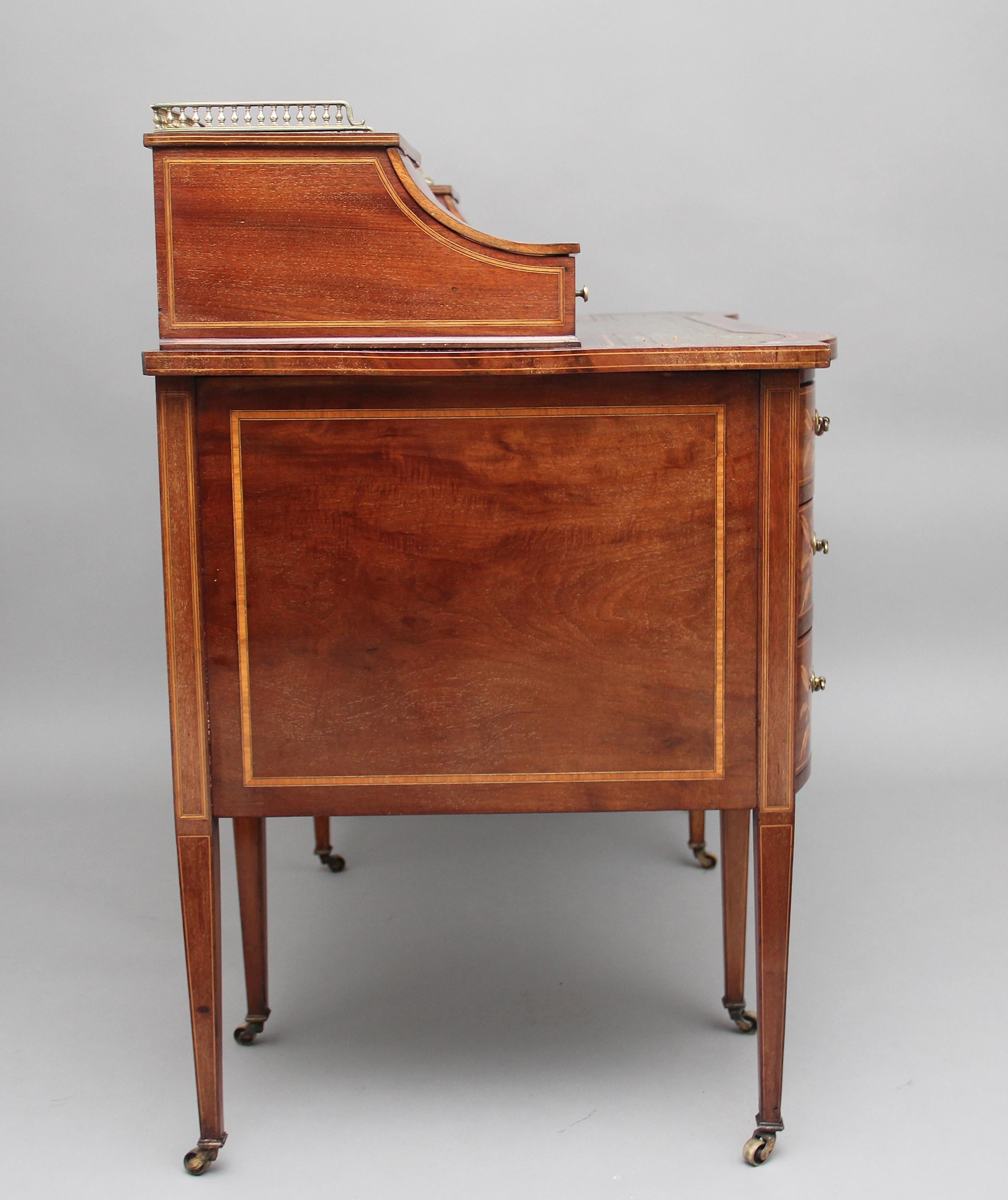 19th Century Inlaid Mahogany Desk 1