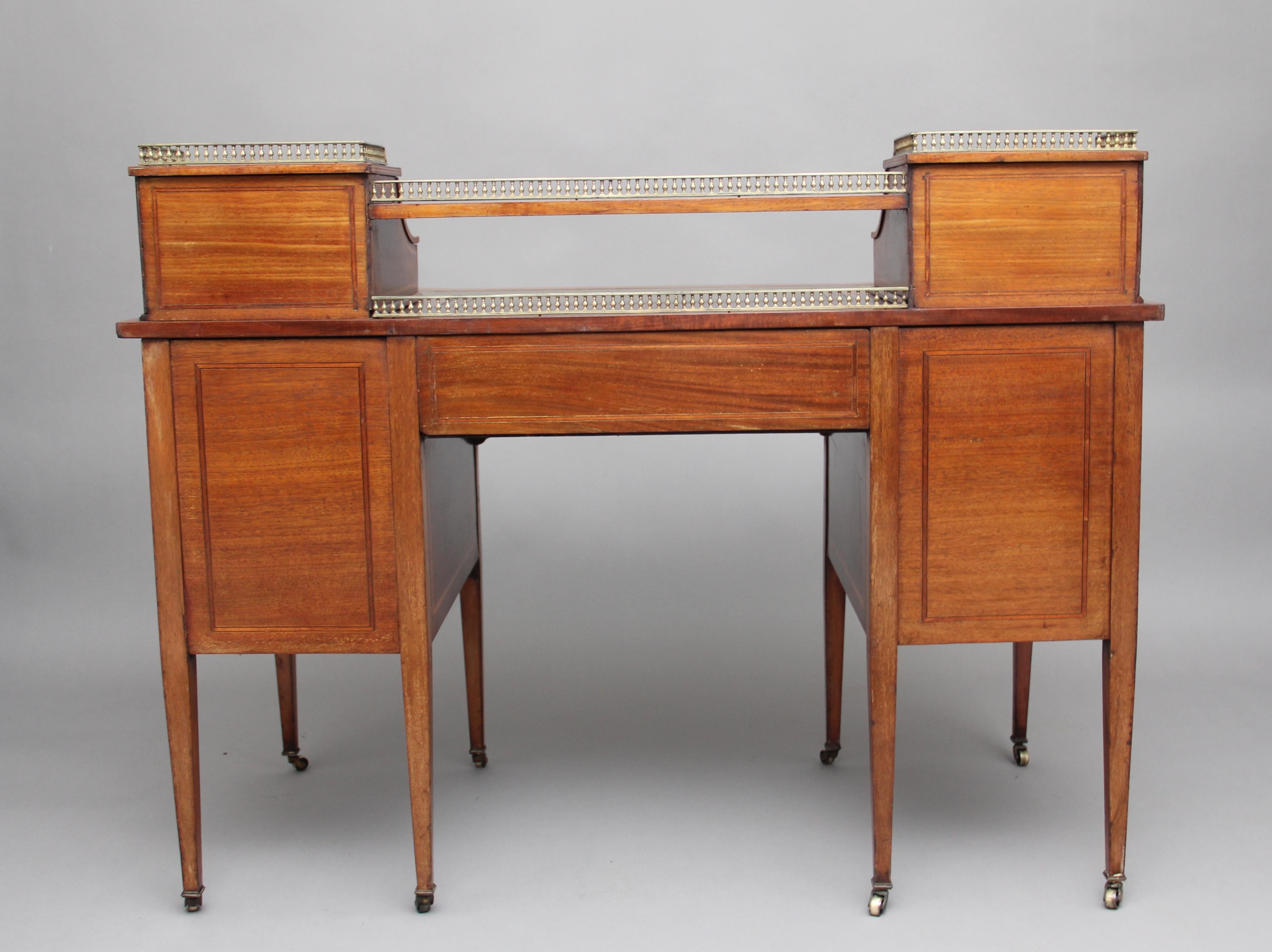 19th Century Inlaid Mahogany Desk 2