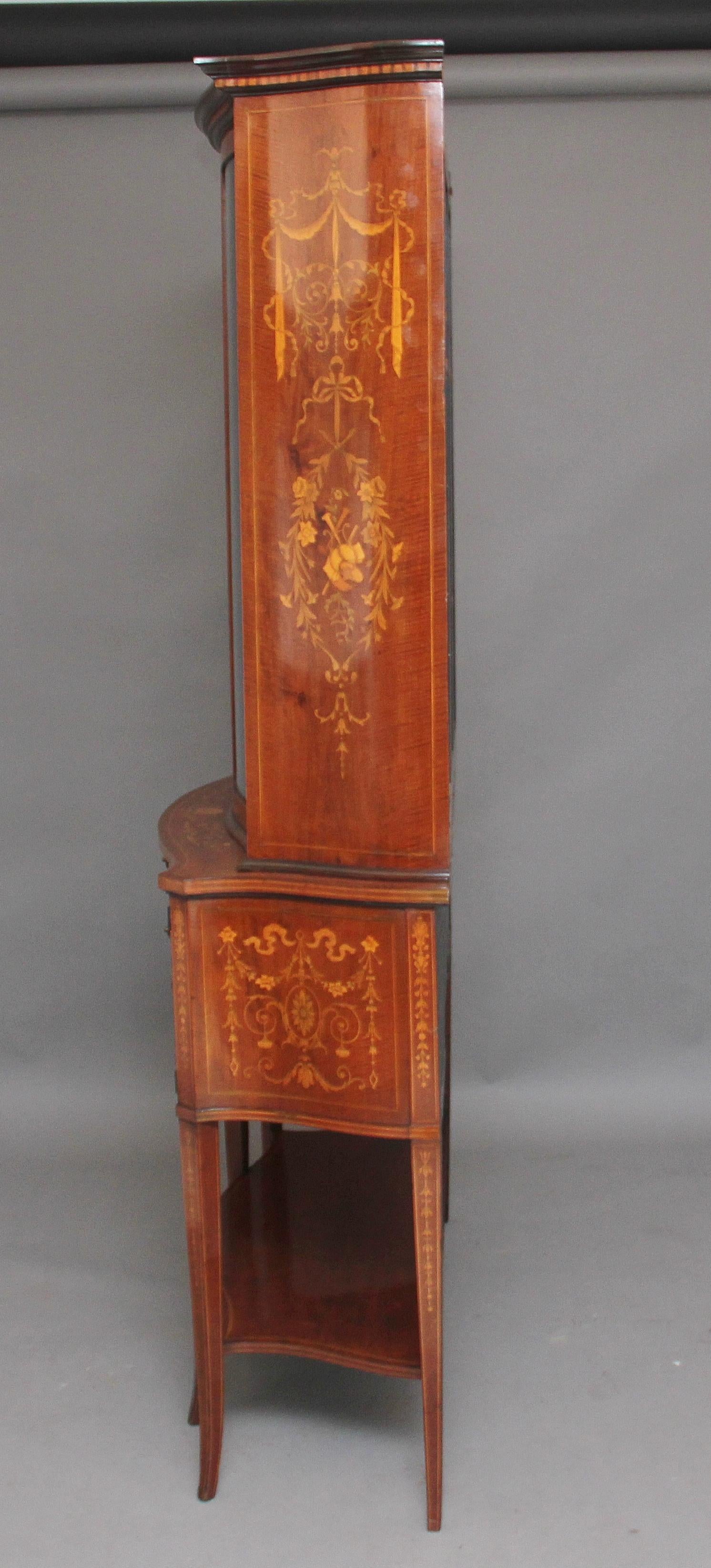 19th Century Inlaid Mahogany Display Cabinet For Sale 6