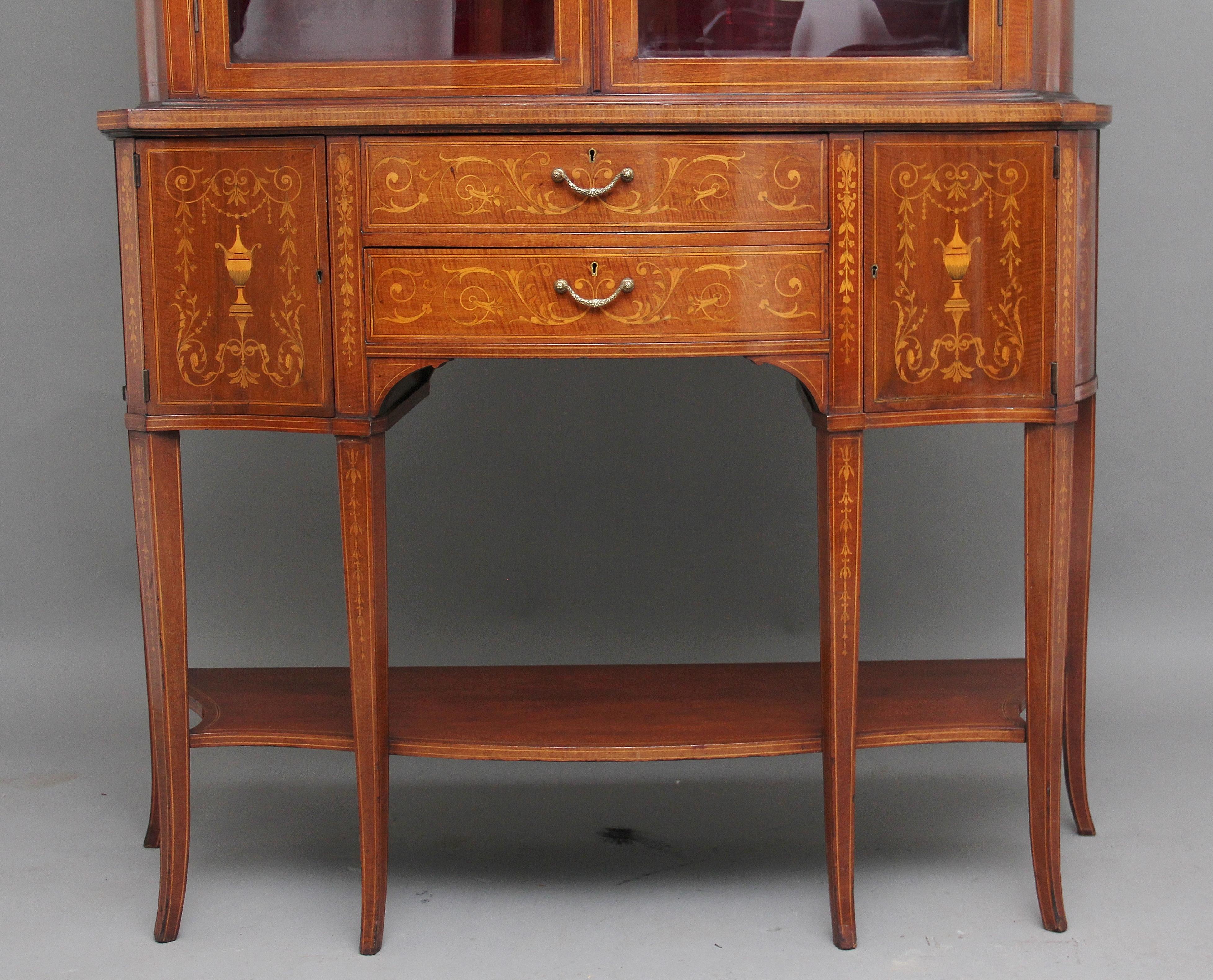 19th Century Inlaid Mahogany Display Cabinet In Good Condition For Sale In Martlesham, GB