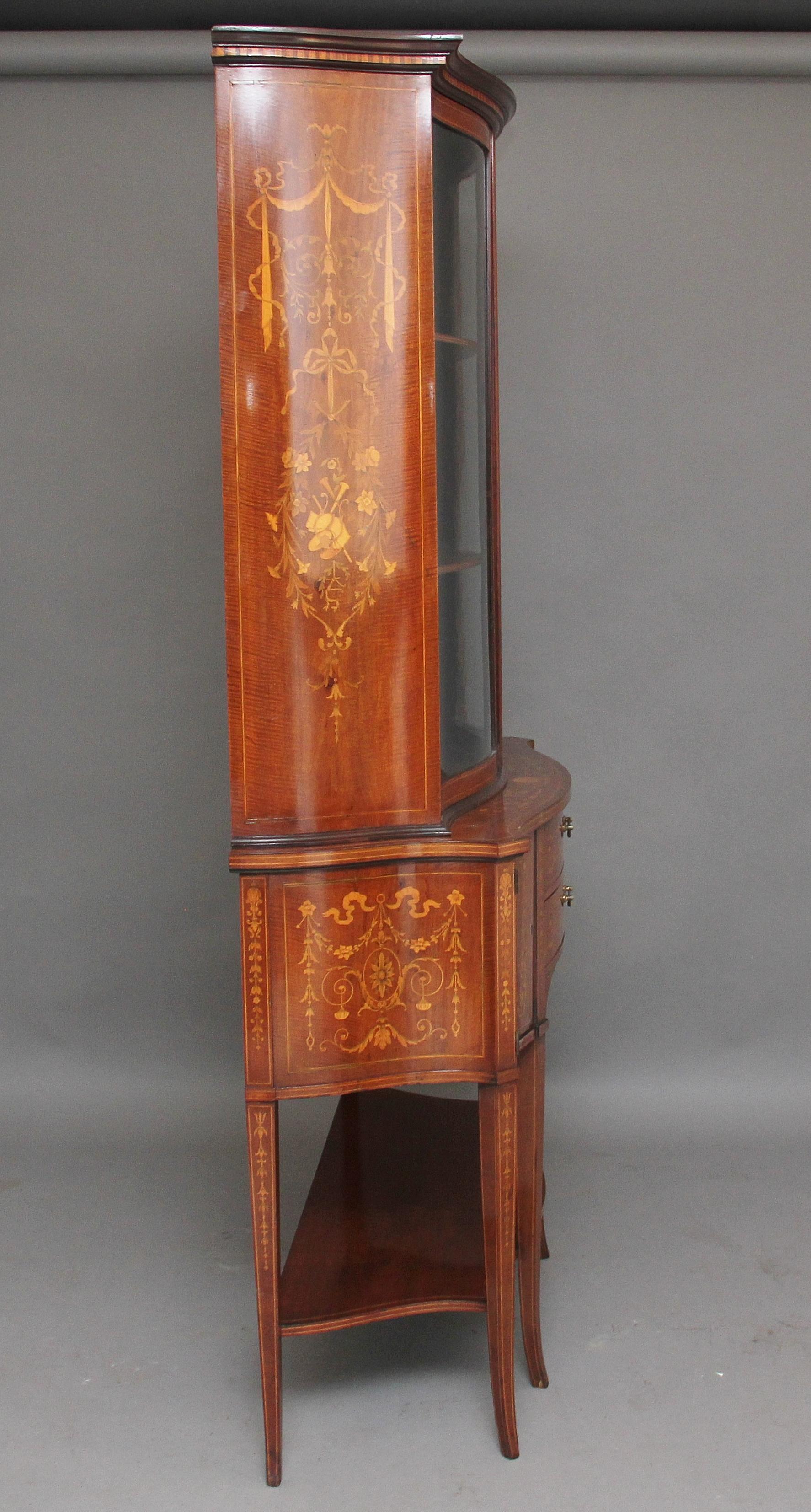 19th Century Inlaid Mahogany Display Cabinet For Sale 2