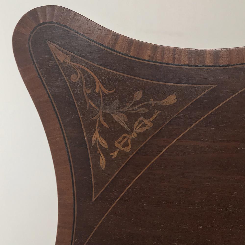 19th Century Inlaid Mahogany Drop Leaf Table 1