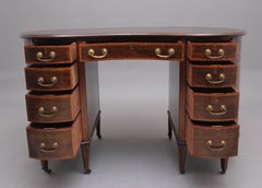 19th Century Inlaid Mahogany Kidney Shaped Desk