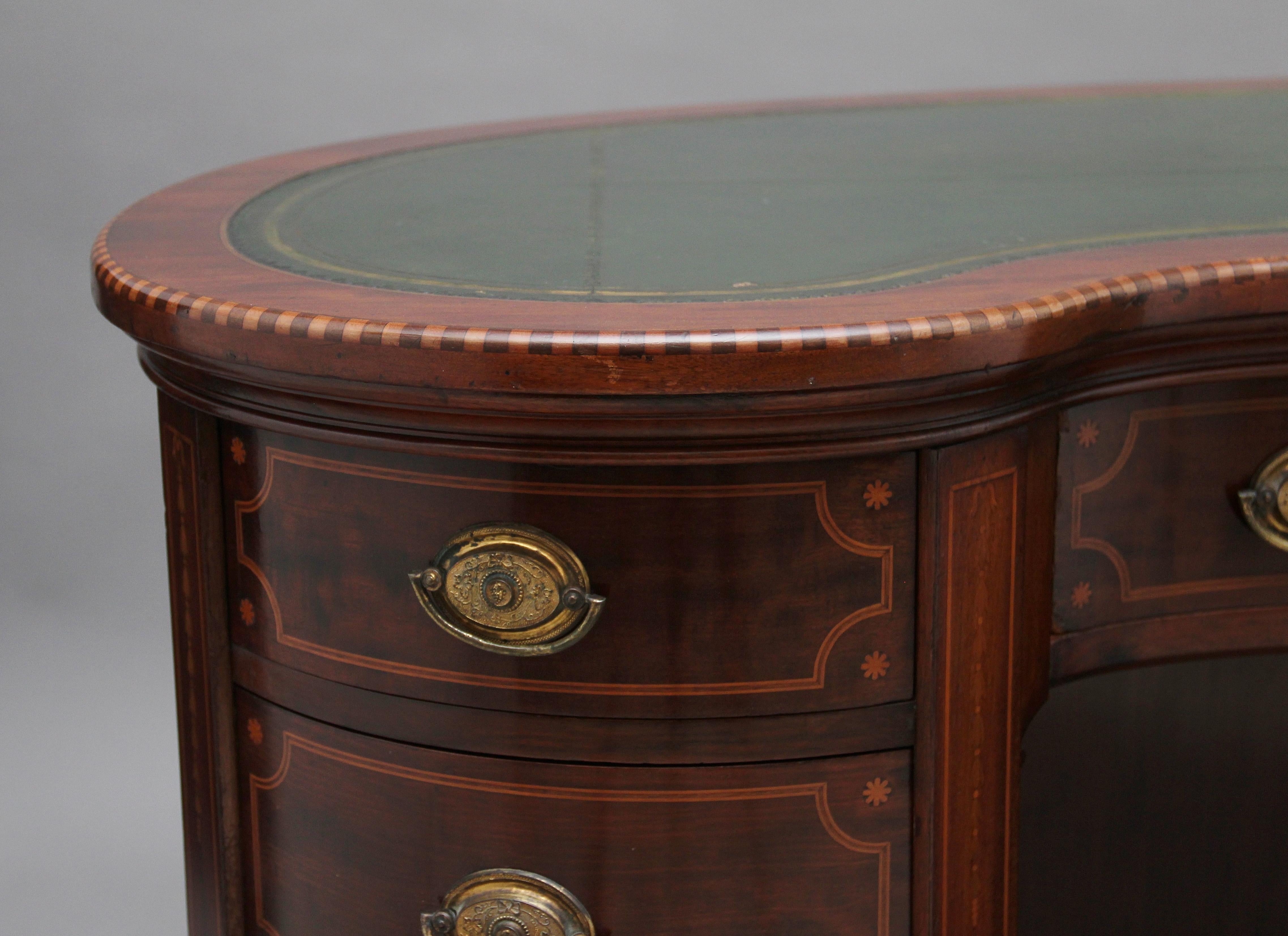 19th Century Inlaid Mahogany Kidney Shaped Desk with a Wonderful Provenance 5