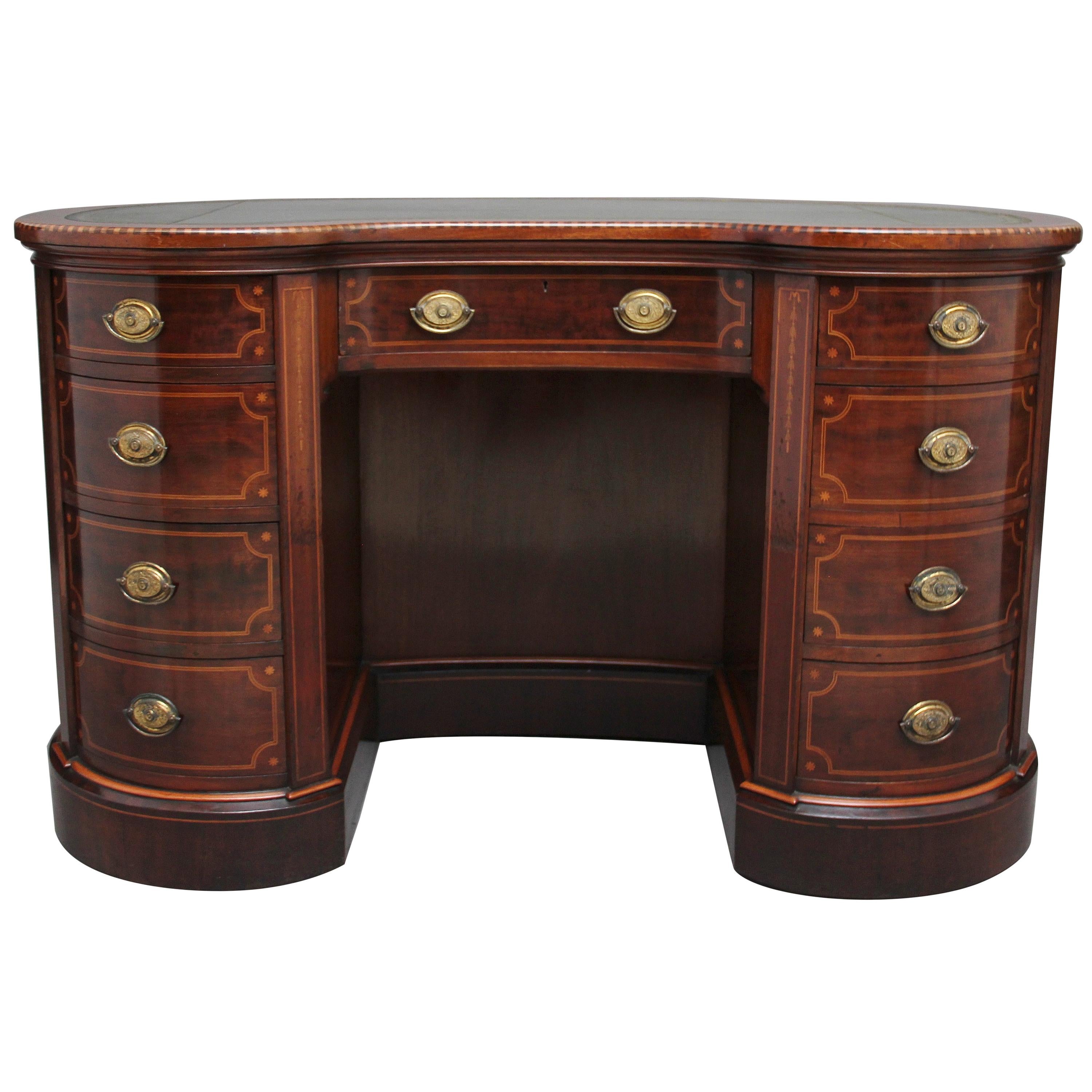 19th Century Inlaid Mahogany Kidney Shaped Desk with a Wonderful Provenance