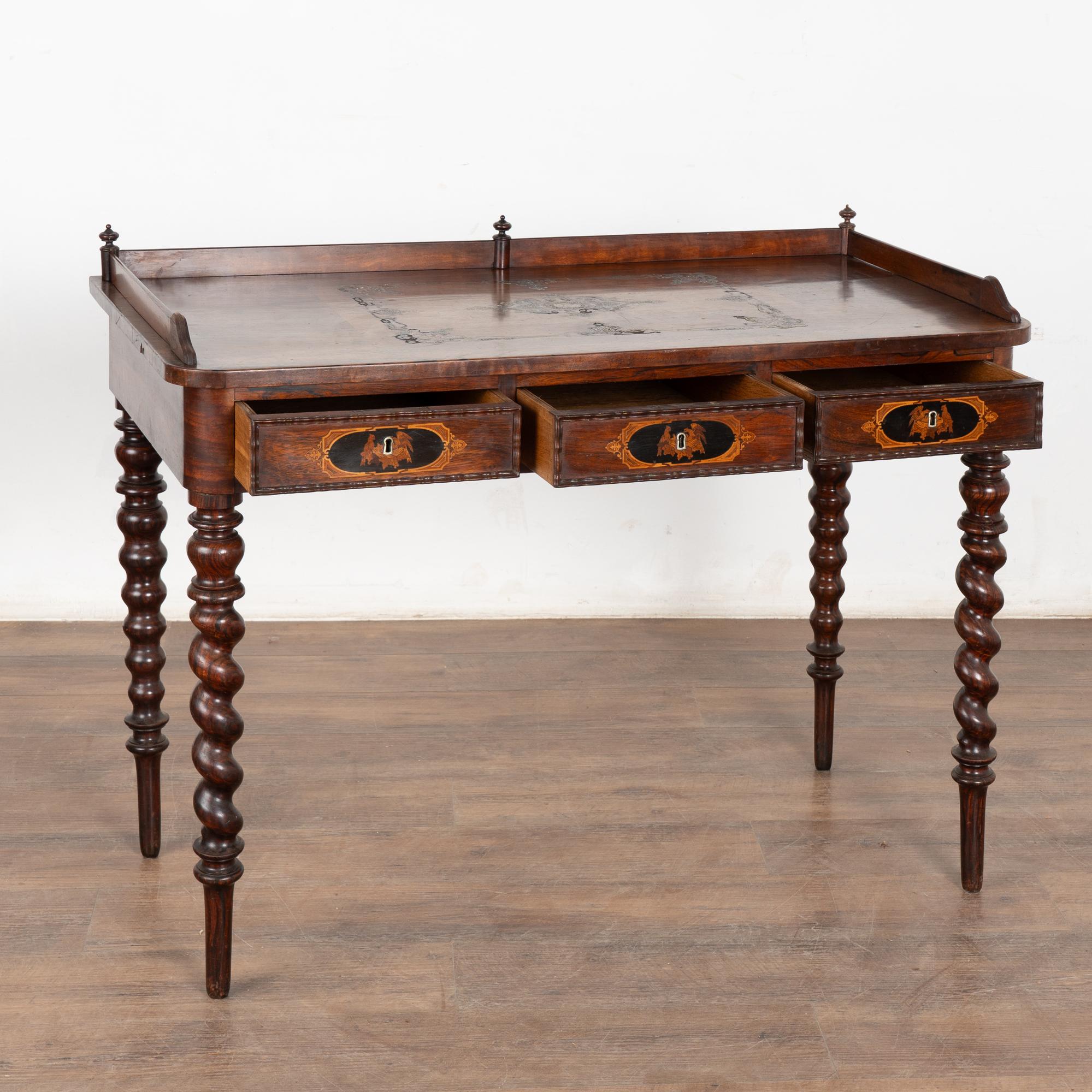 Empire 19th Century Inlaid Mahogany Ladies Writing Desk, Denmark For Sale