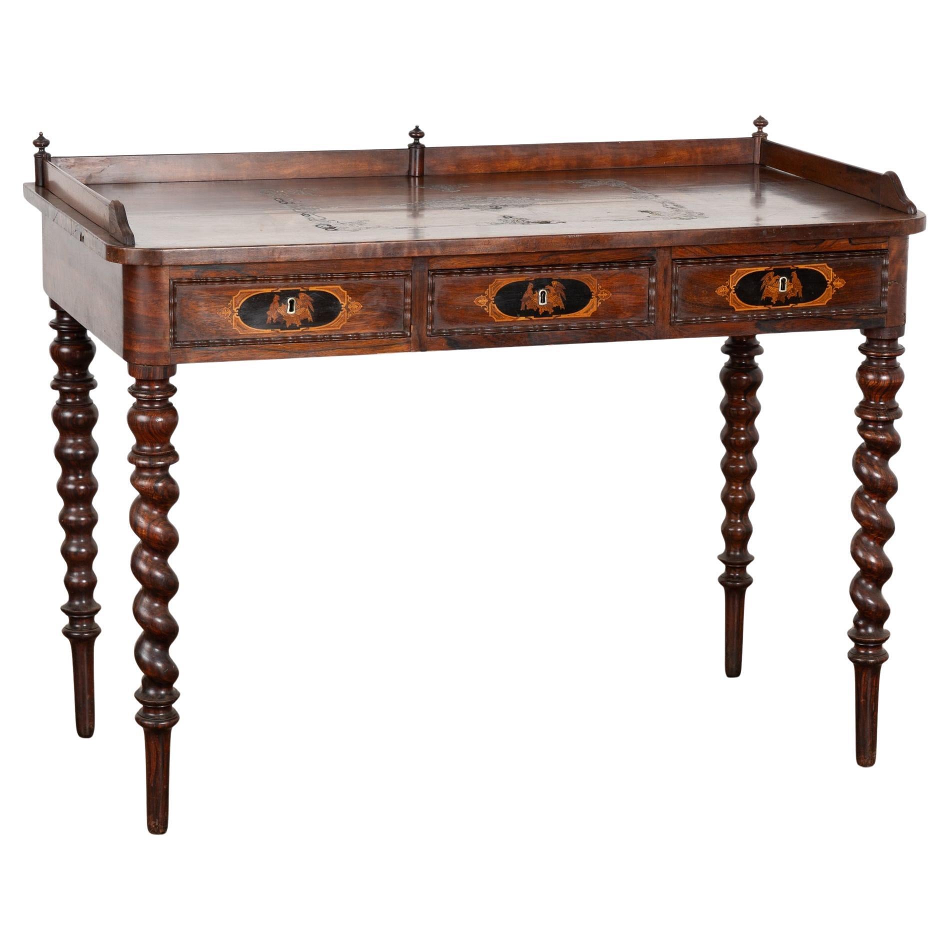 19th Century Inlaid Mahogany Ladies Writing Desk, Denmark For Sale