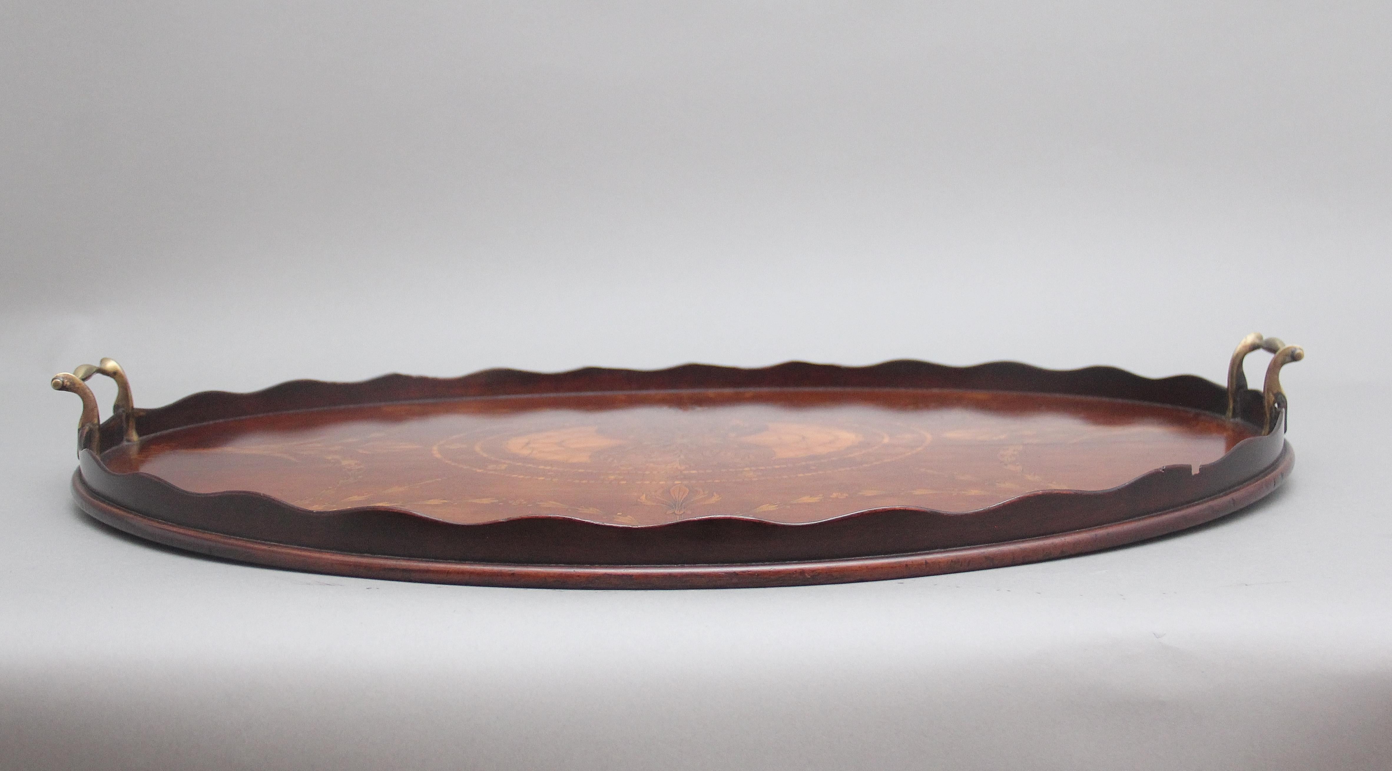 Late 19th Century 19th Century inlaid mahogany tray For Sale