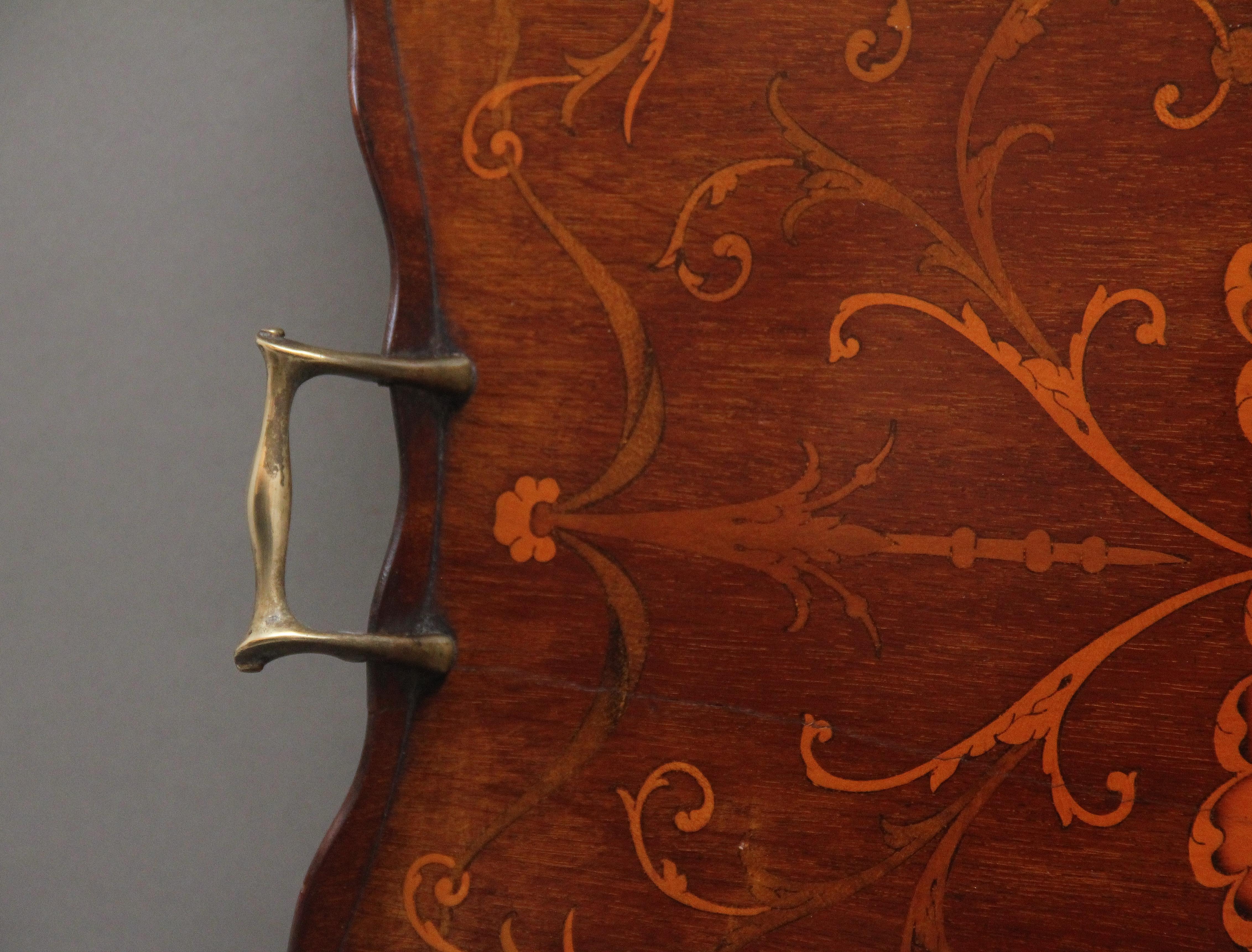 Mahogany 19th Century inlaid mahogany tray For Sale