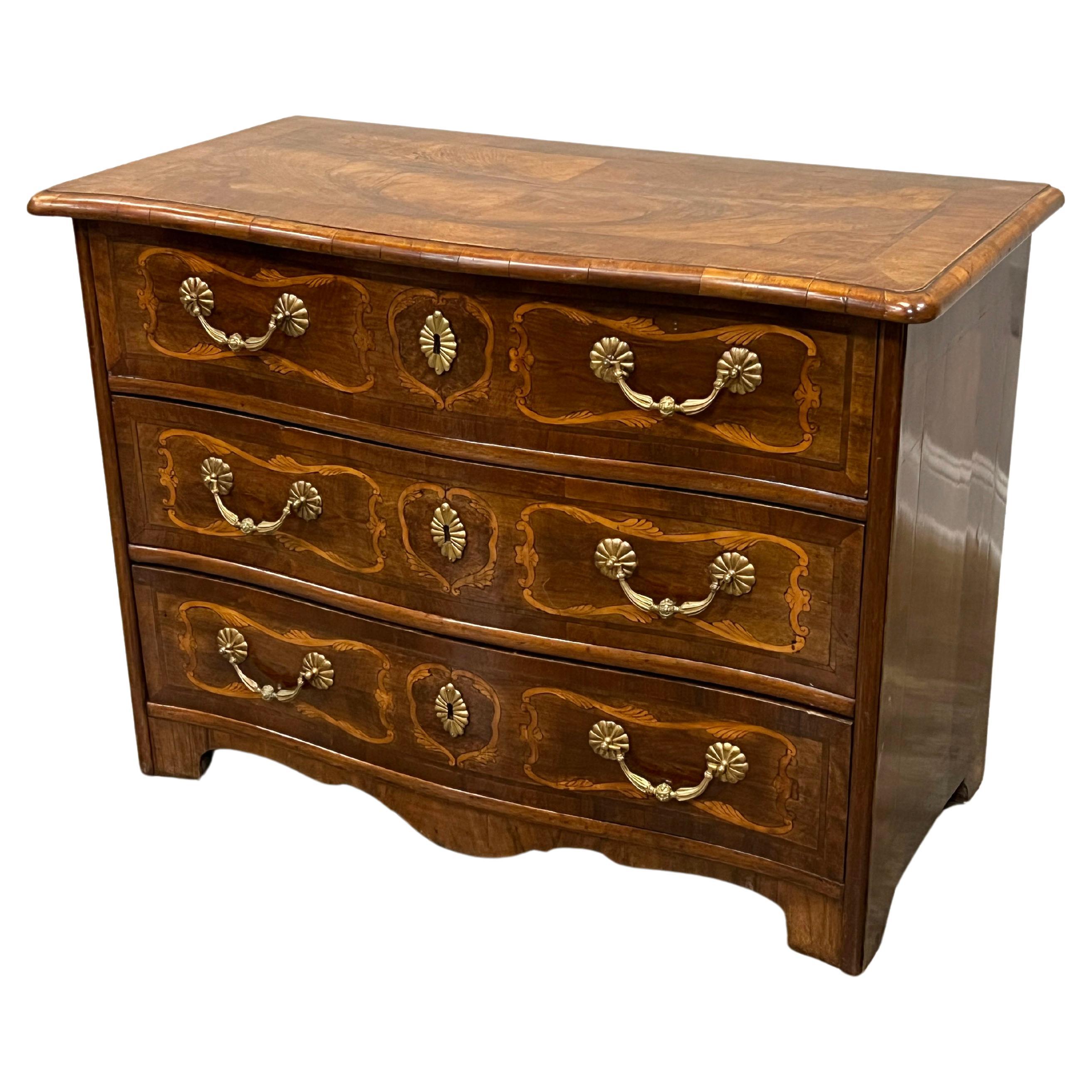 19th Century Inlaid Marquetry Commode In Walnut