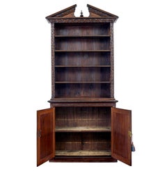 19th century inlaid oak architectural cabinet bookcase