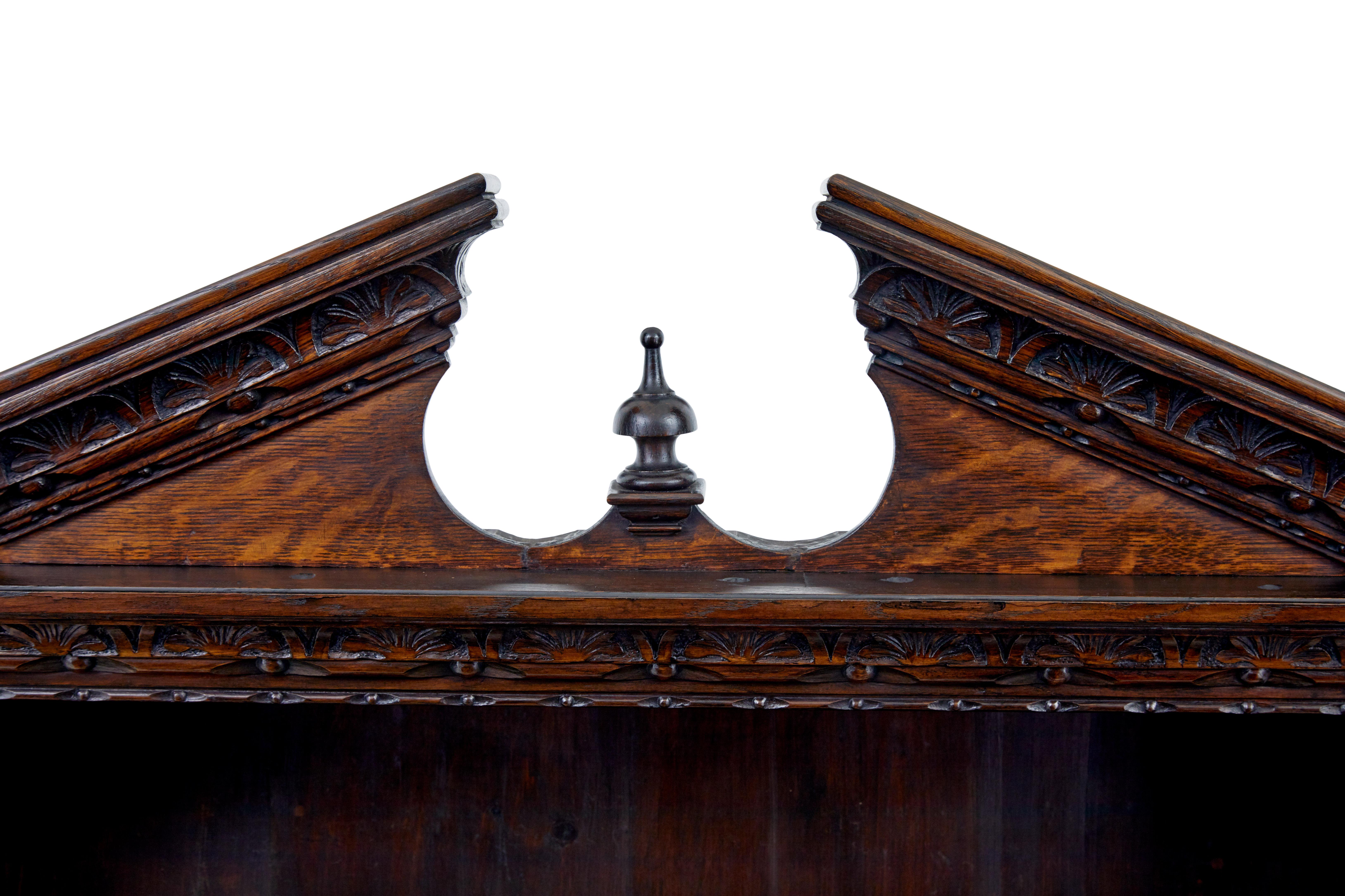 19th Century inlaid oak architectural cabinet bookcase For Sale 1