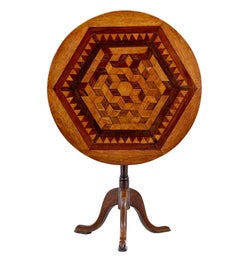 19th century inlaid oak round occasional table