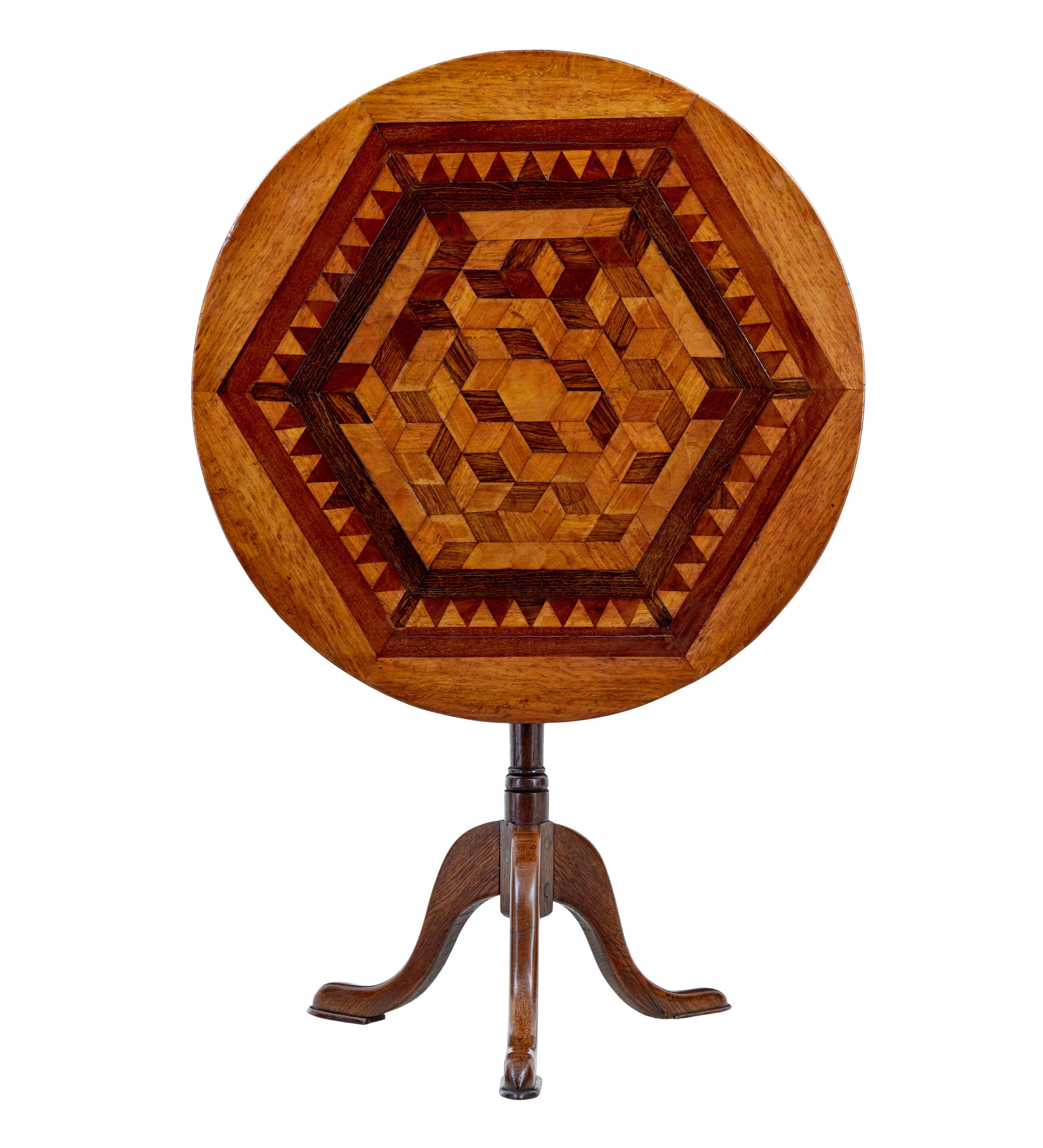 Victorian 19th Century inlaid oak round occasional table For Sale