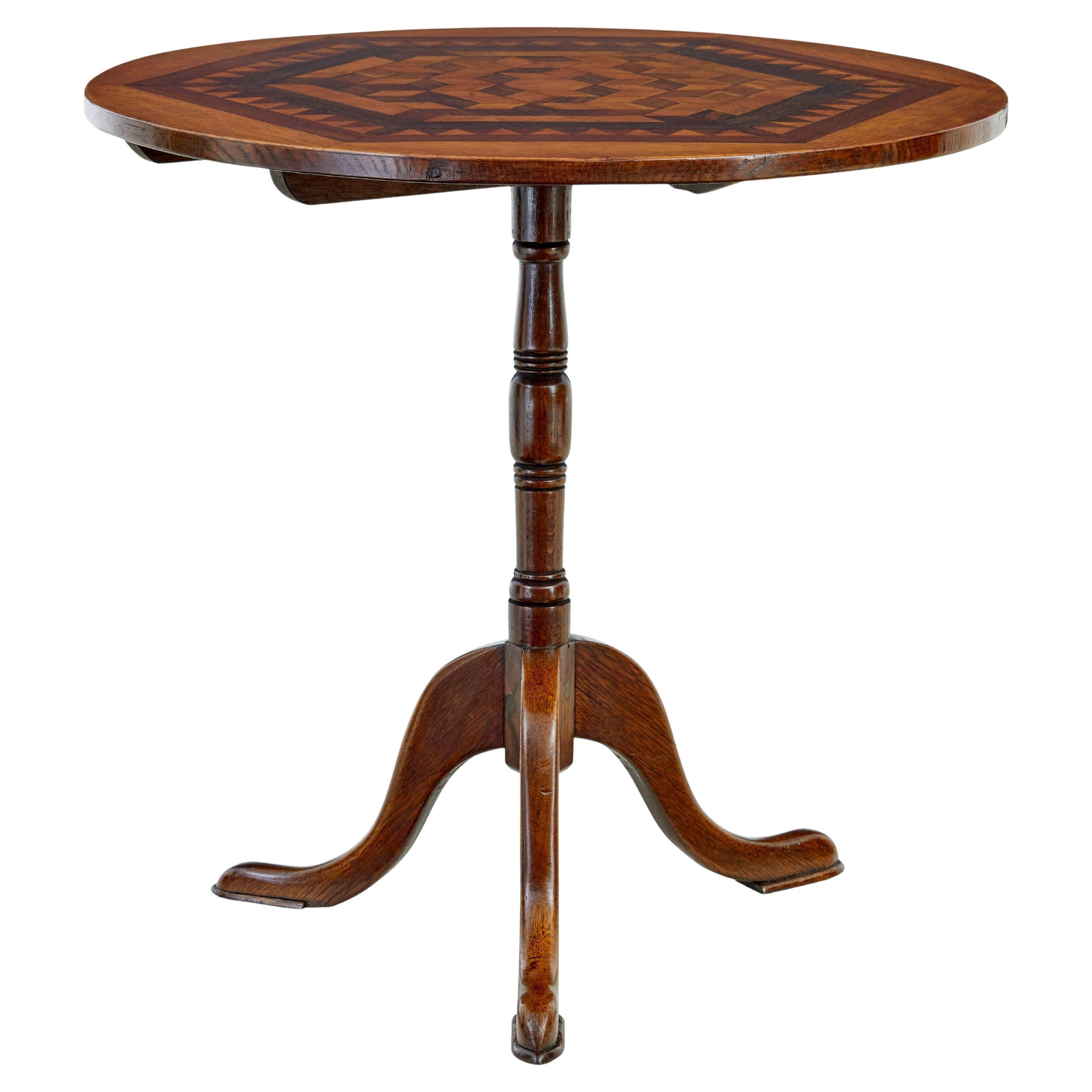 19th Century inlaid oak round occasional table For Sale