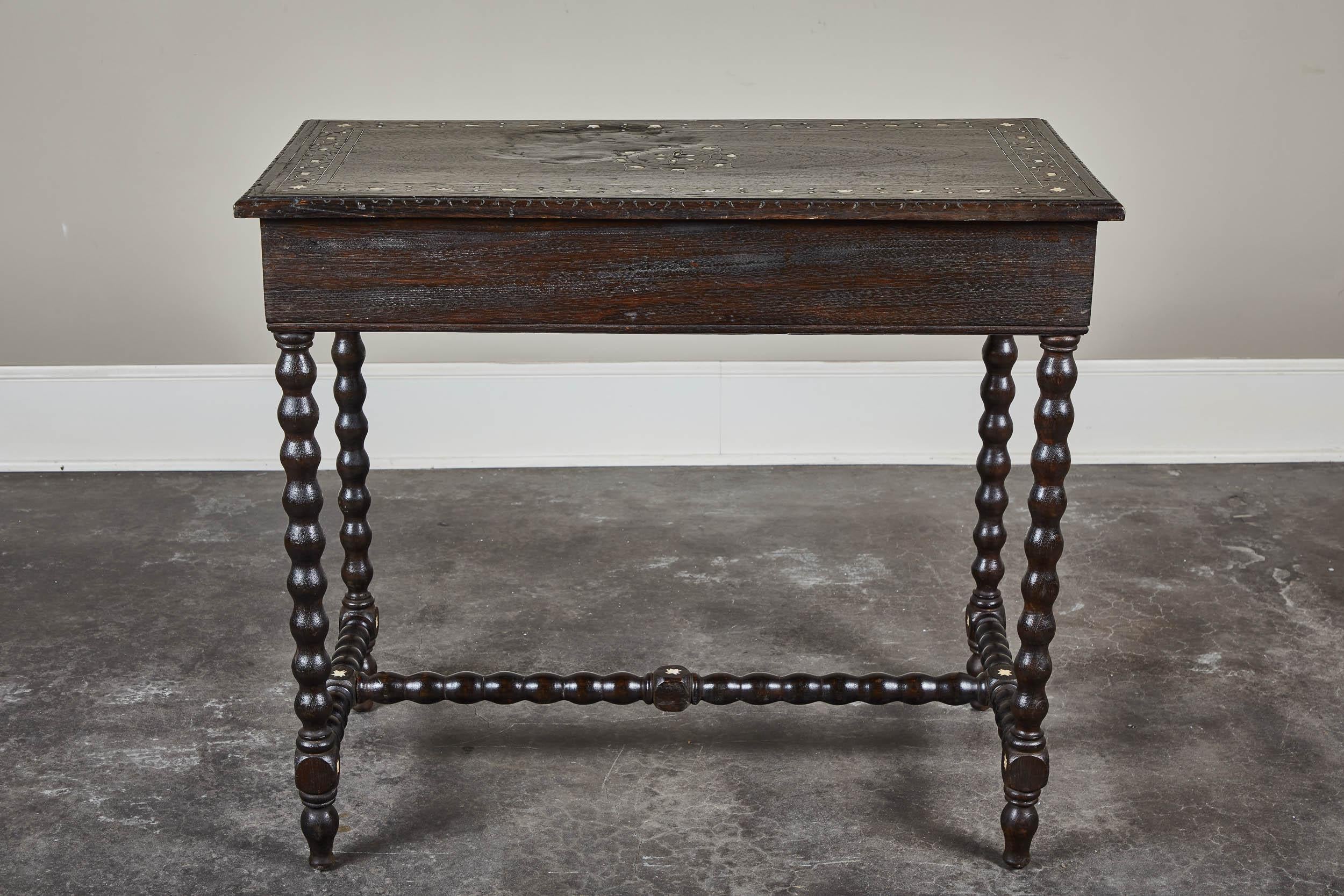19th Century Inlaid Peruvian Table with Drawers 6