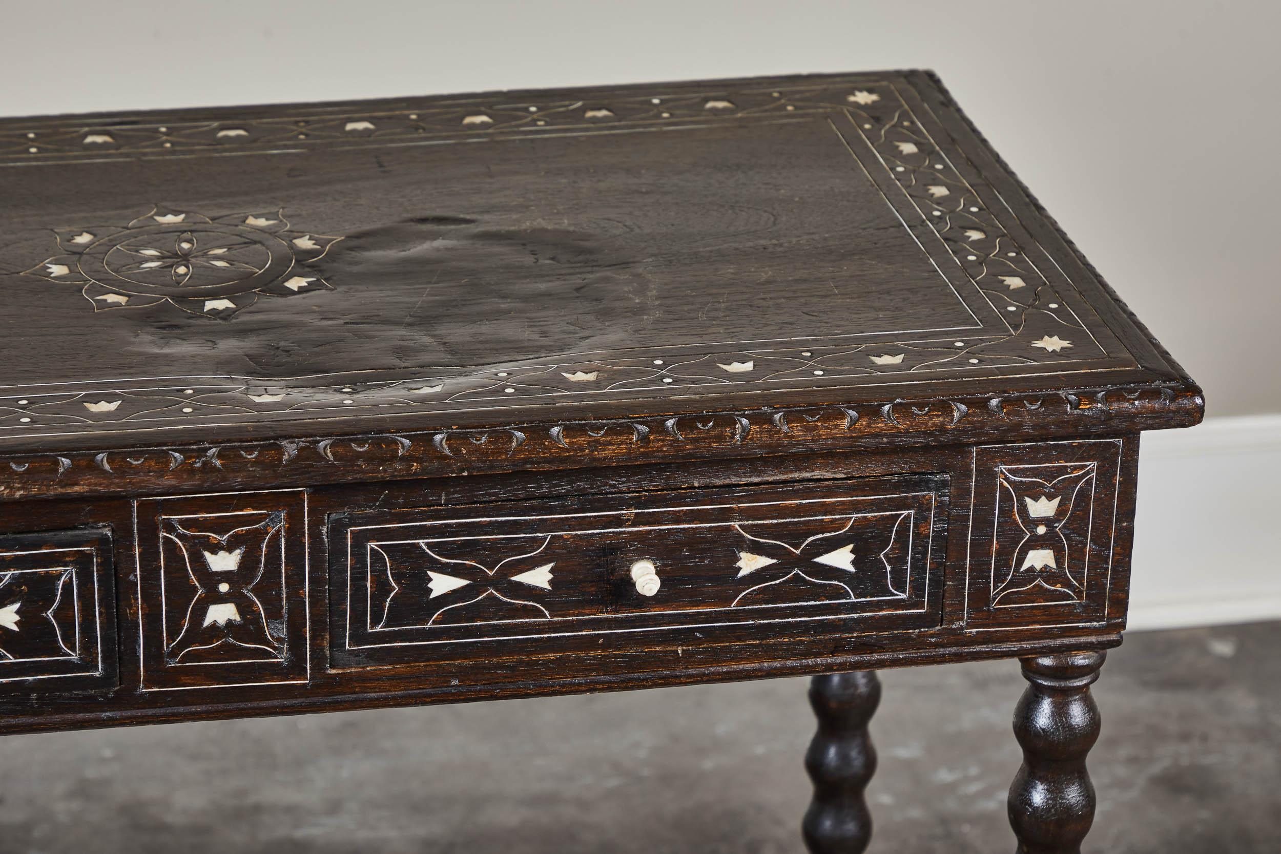 19th Century Inlaid Peruvian Table with Drawers 8