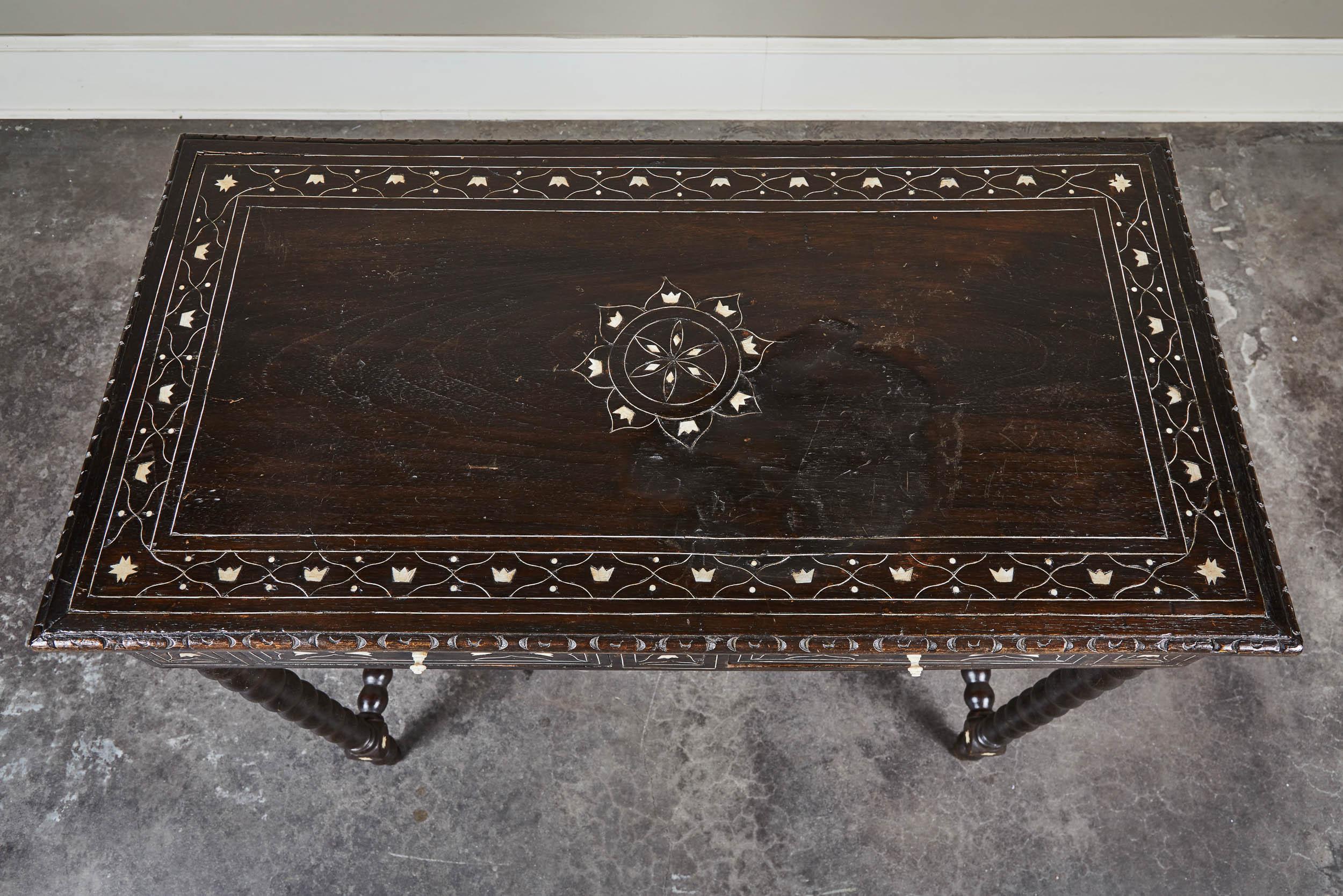 19th Century Inlaid Peruvian Table with Drawers 3