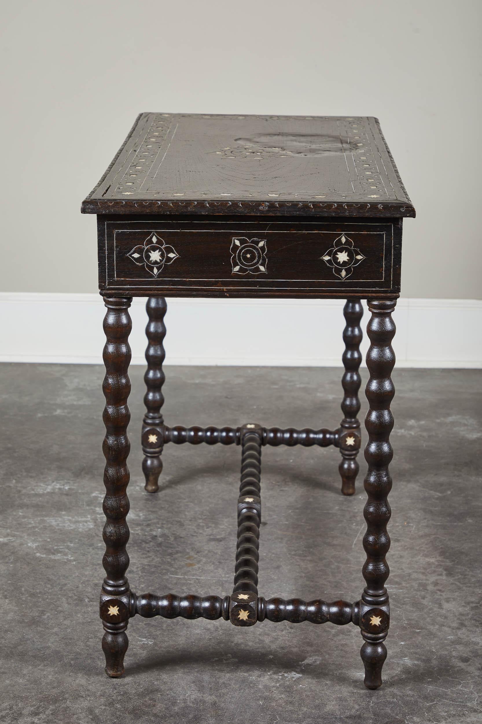 19th Century Inlaid Peruvian Table with Drawers 5