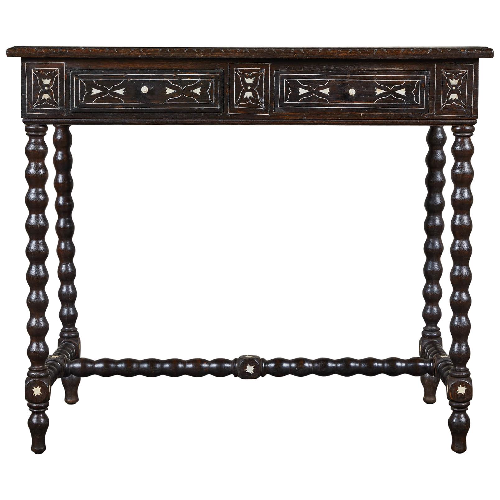 19th Century Inlaid Peruvian Table with Drawers
