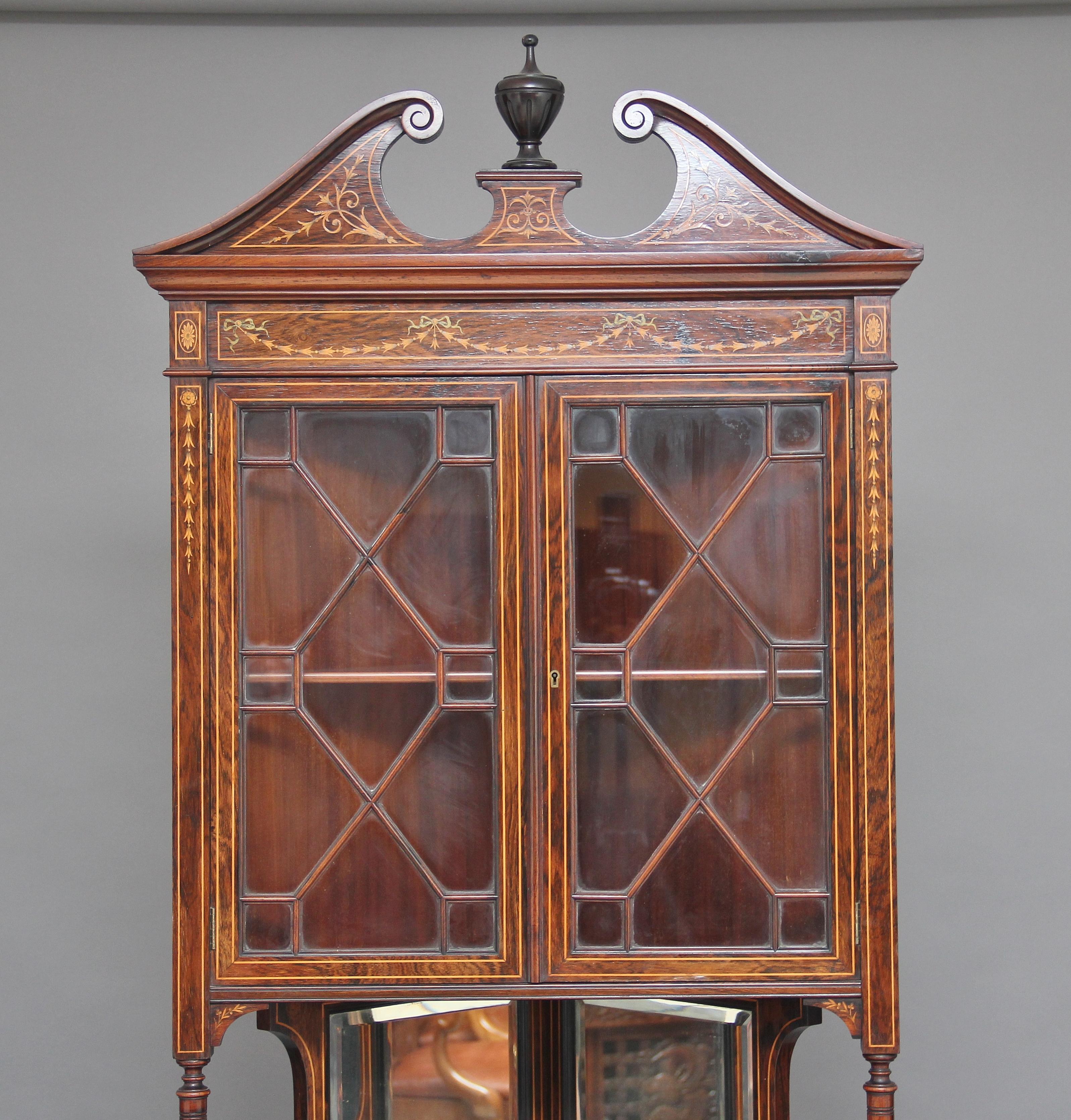 English 19th Century Inlaid Rosewood Corner Cabinet