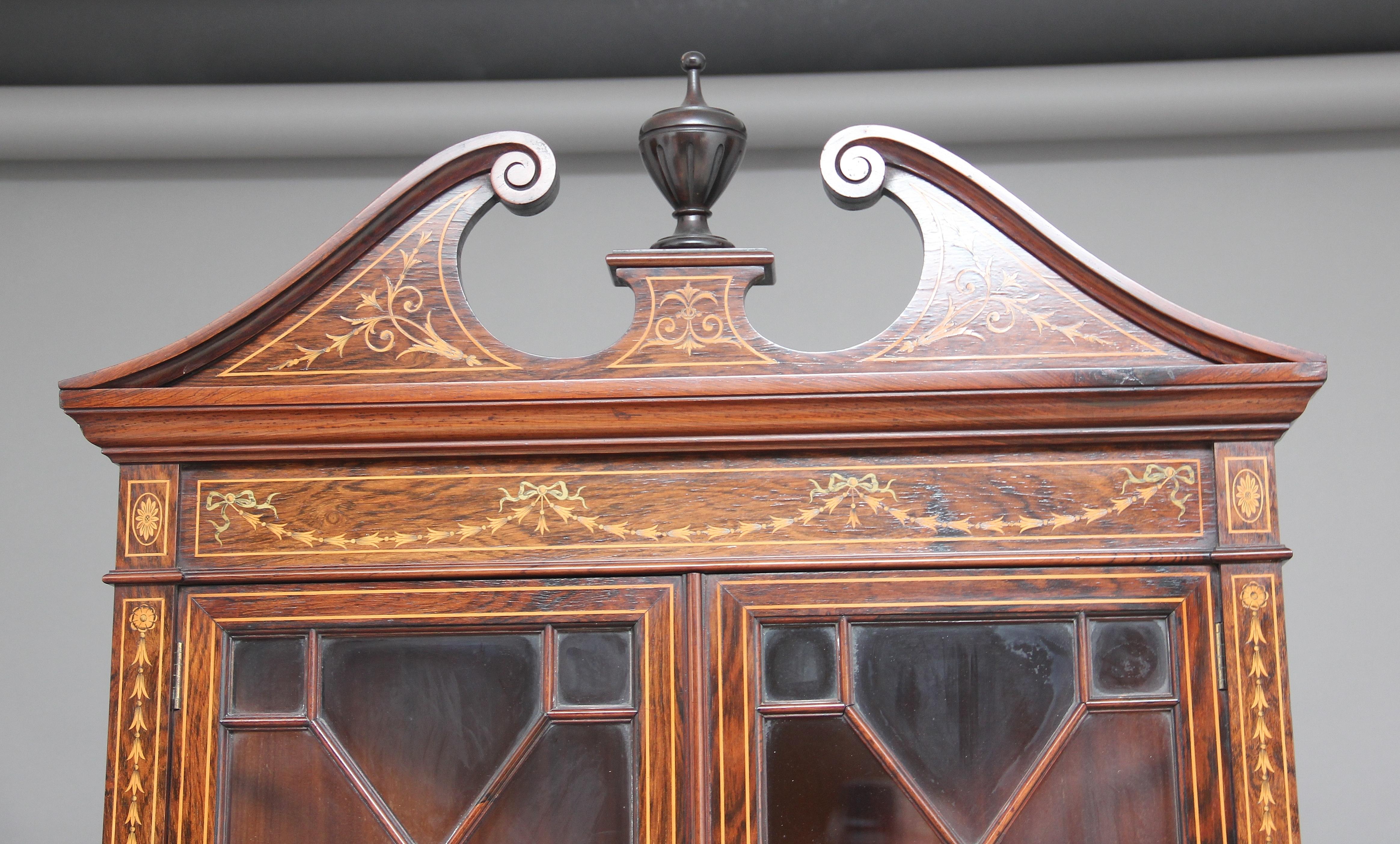 19th Century Inlaid Rosewood Corner Cabinet In Excellent Condition In Martlesham, GB