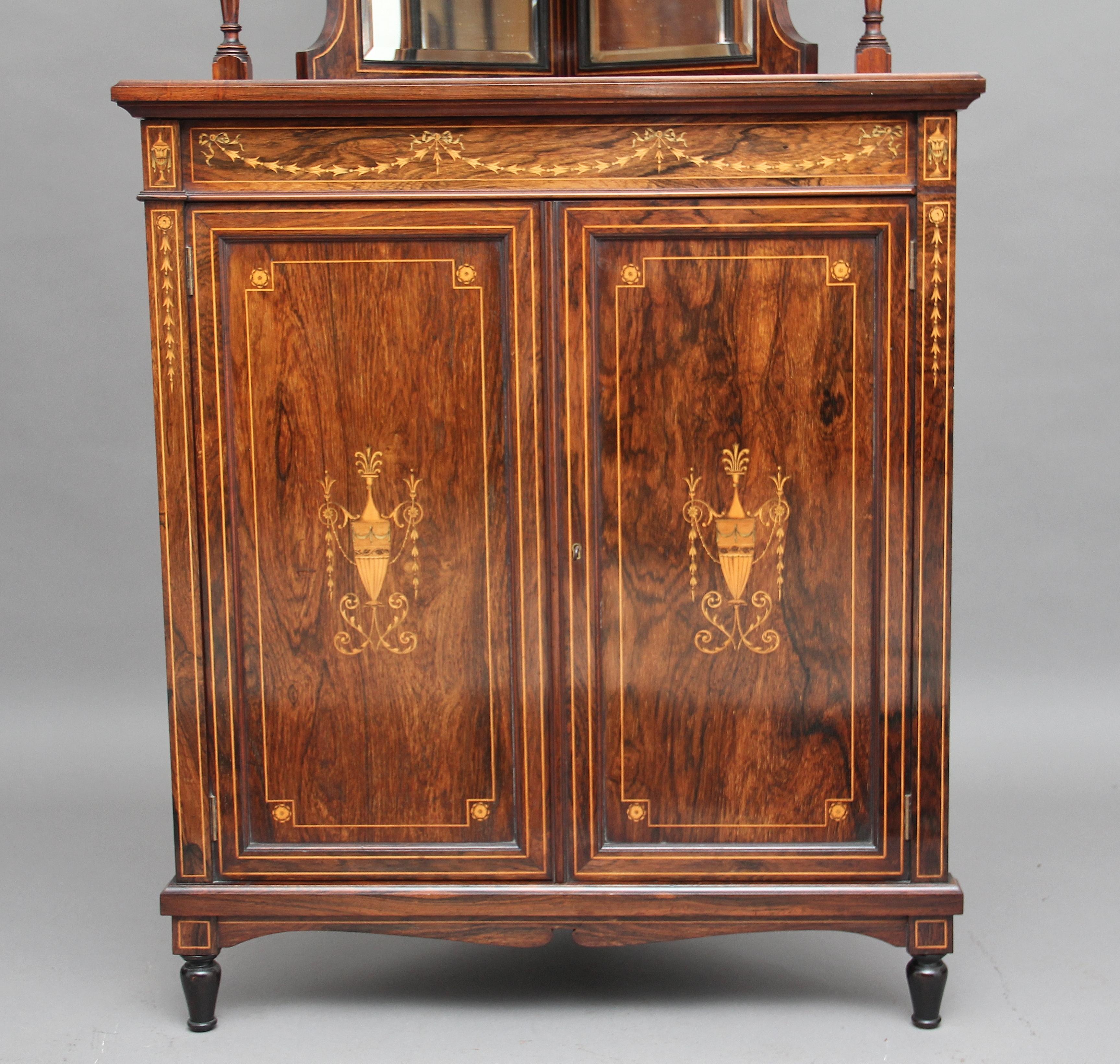 Late 19th Century 19th Century Inlaid Rosewood Corner Cabinet
