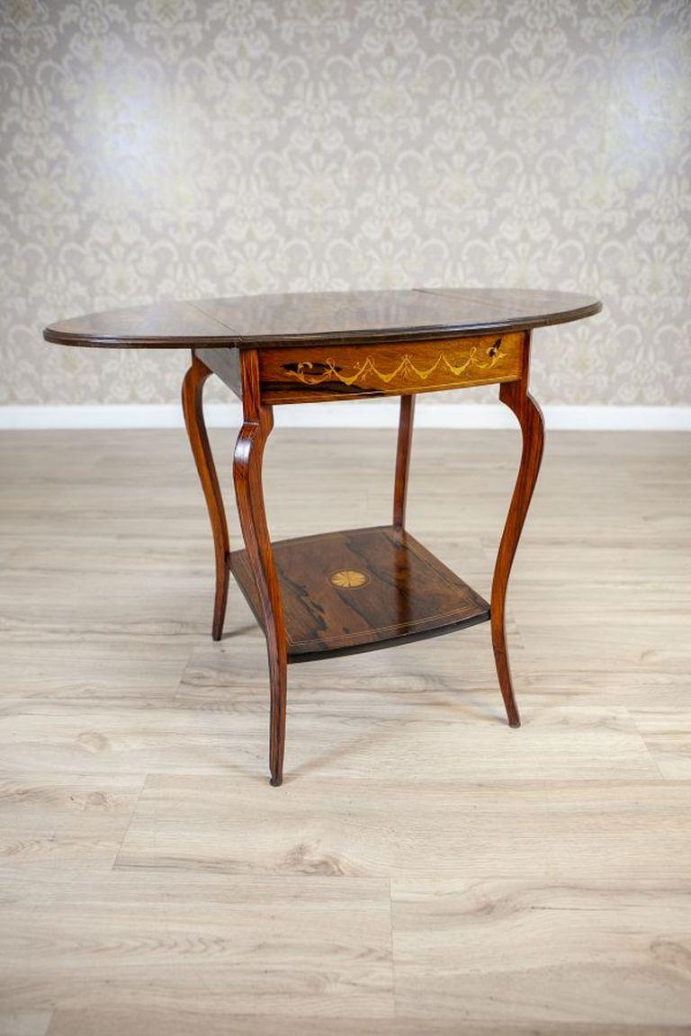 19th-Century Inlaid Rosewood Tea Table In Good Condition For Sale In Opole, PL