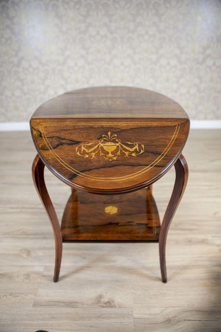 19th Century 19th-Century Inlaid Rosewood Tea Table For Sale