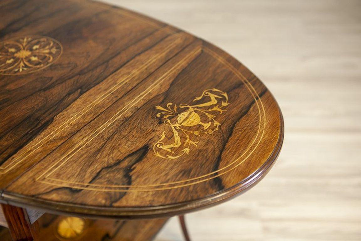 19th-Century Inlaid Rosewood Tea Table For Sale 3