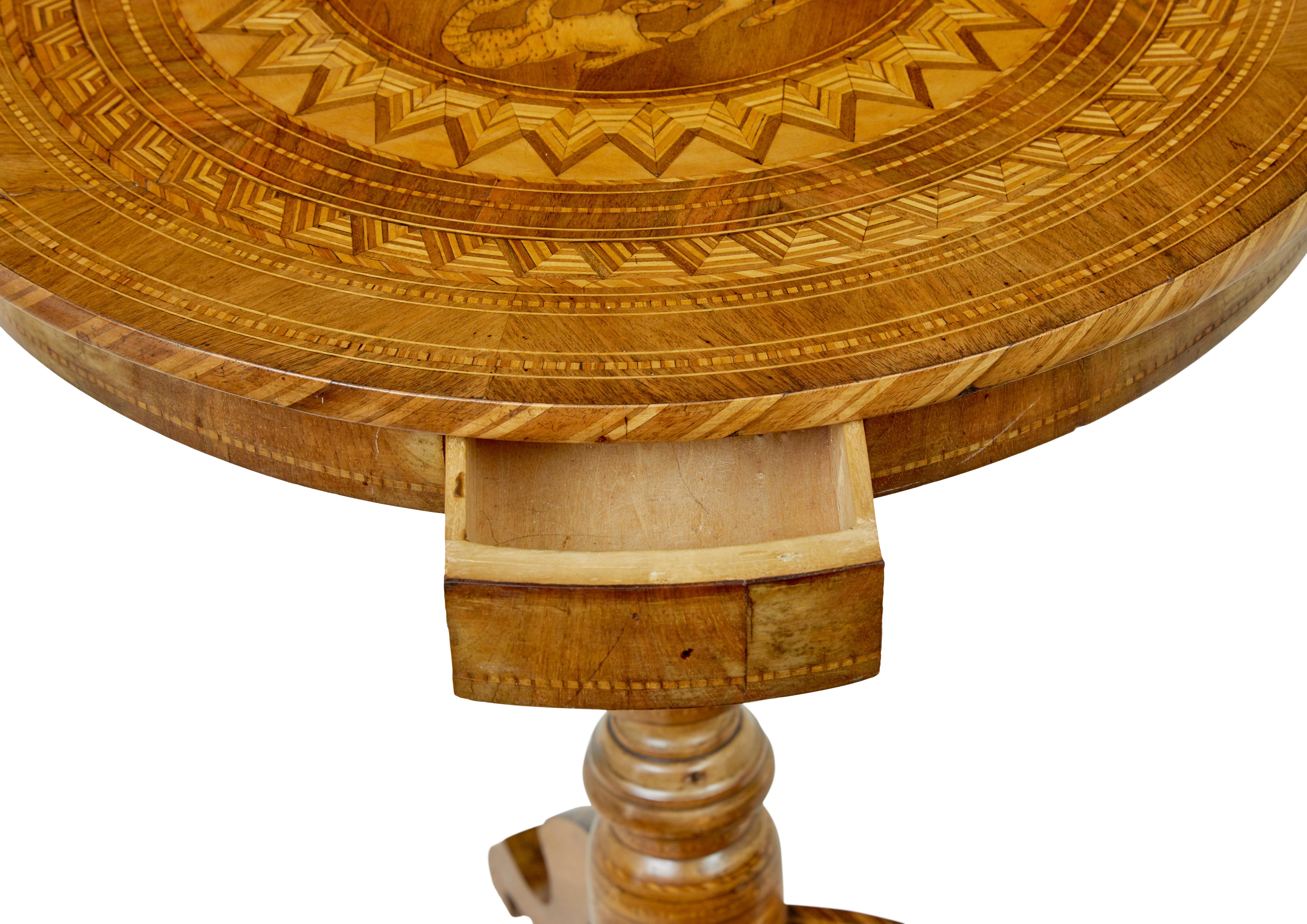 Victorian 19th century inlaid round sorrento table