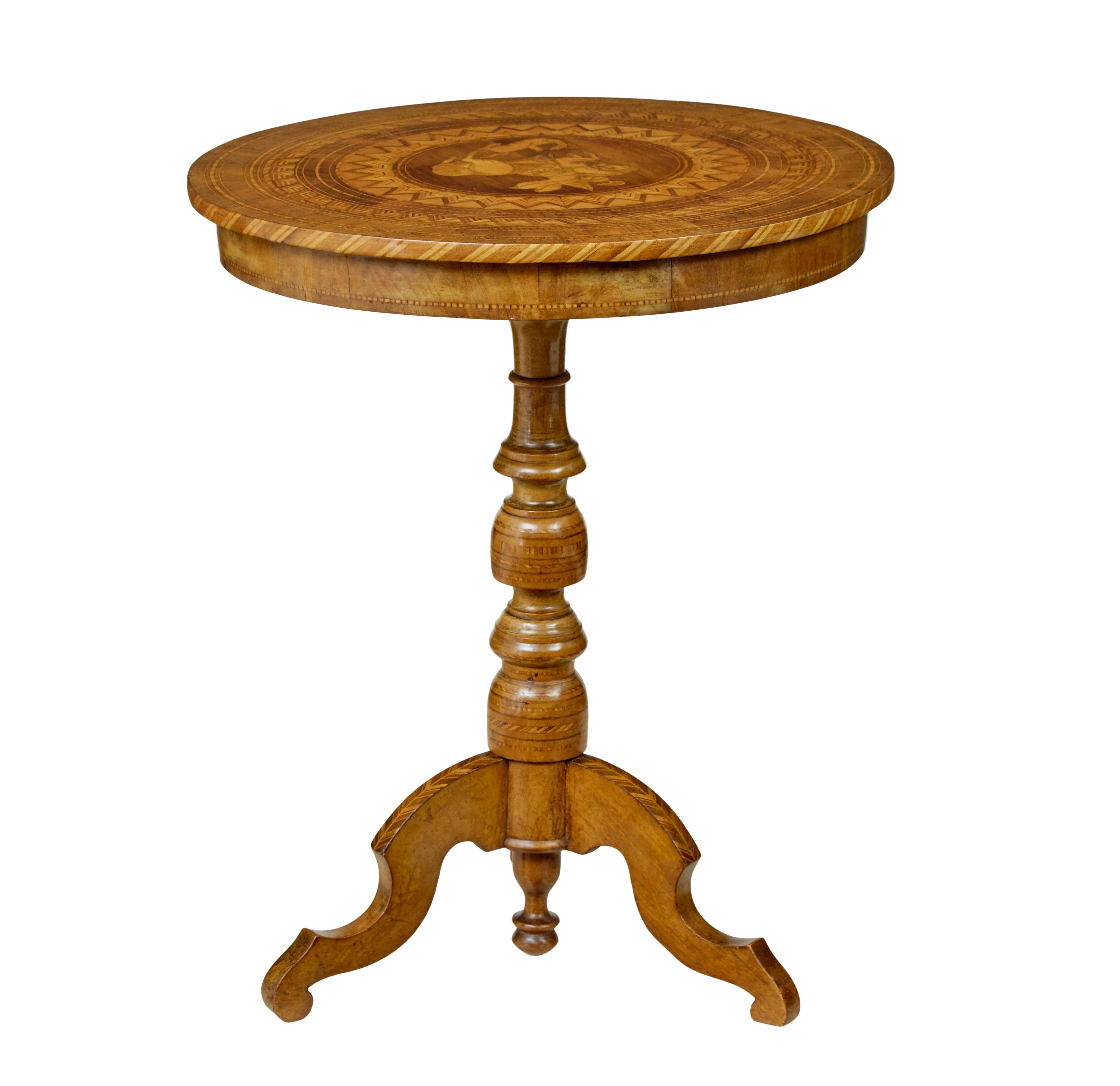 Walnut 19th century inlaid round sorrento table