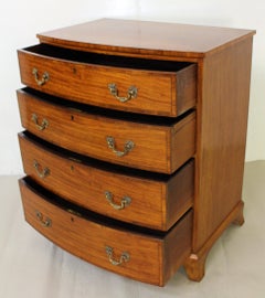 19th Century Inlaid Satinwood Bow Fronted Chest of Drawers