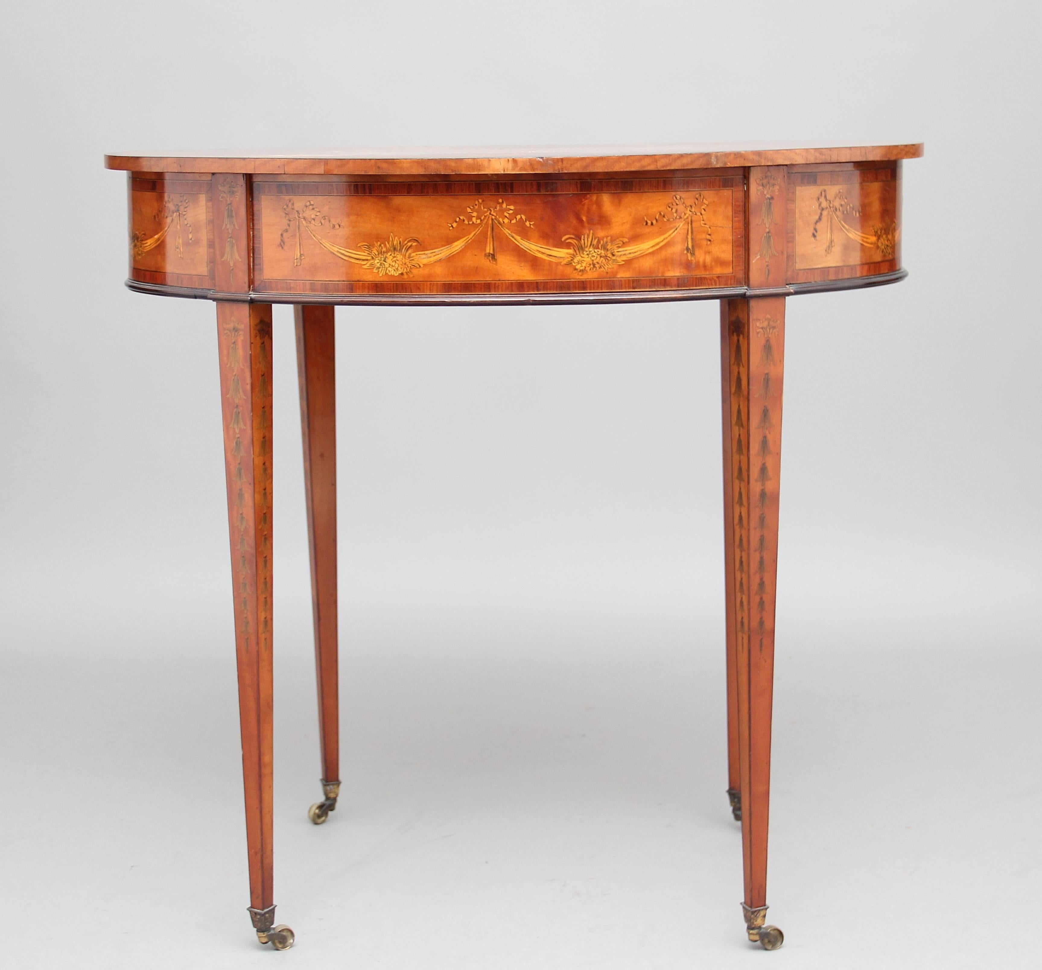Late 19th Century 19th Century Inlaid Satinwood Centre Table