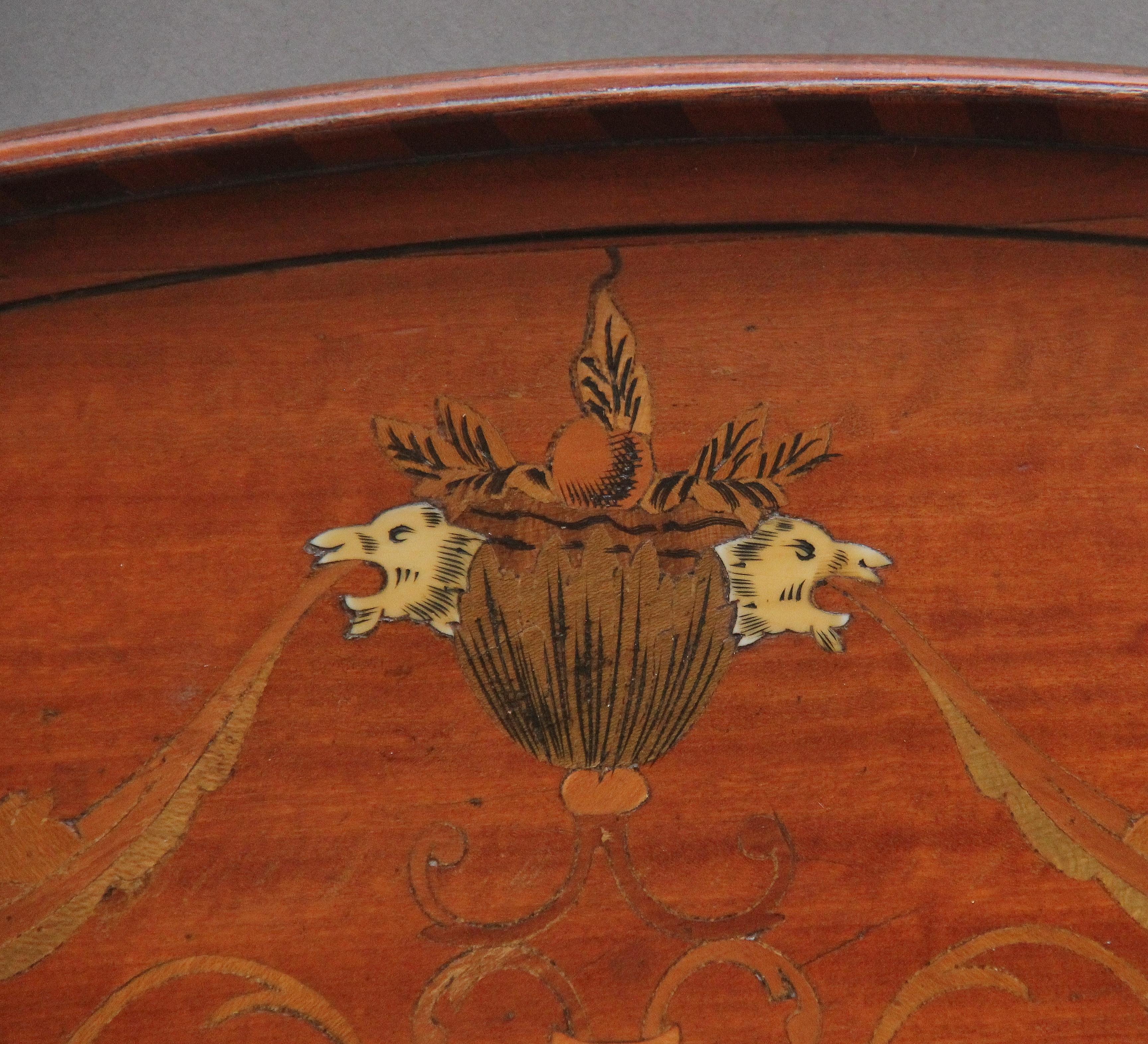 Late 19th Century 19th Century inlaid satinwood tray For Sale