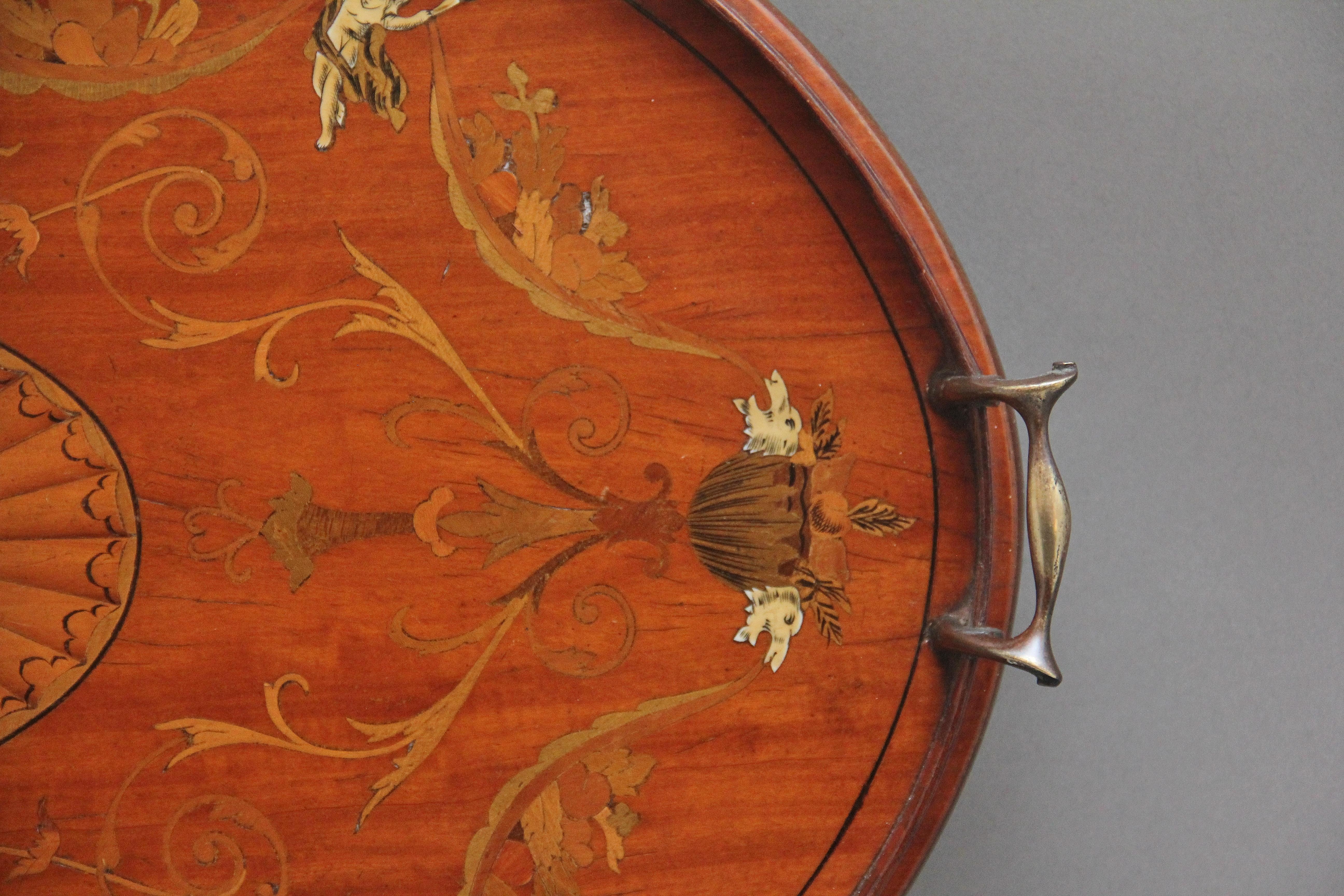 Satinwood 19th Century inlaid satinwood tray For Sale