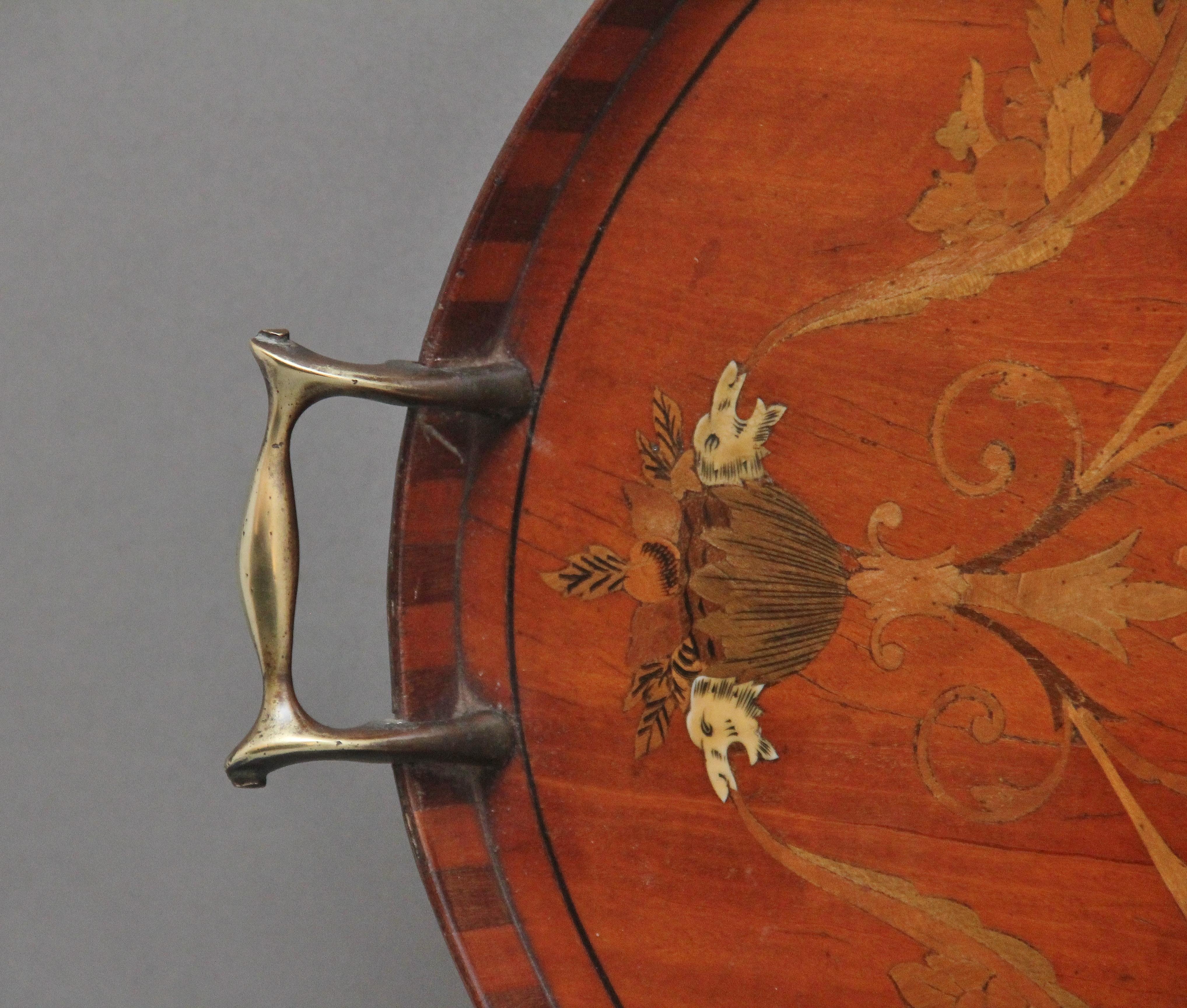 19th Century inlaid satinwood tray For Sale 1
