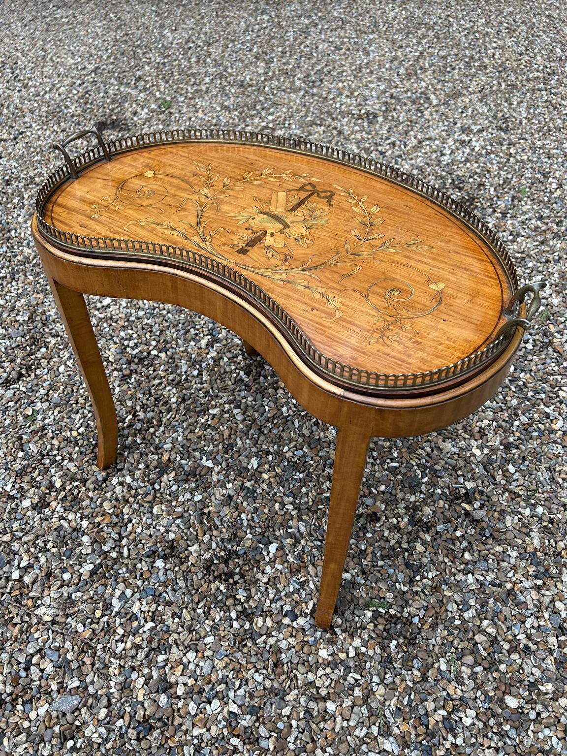 Edwardian 19th Century Inlaid Satinwood Tray on (Stand made later) For Sale
