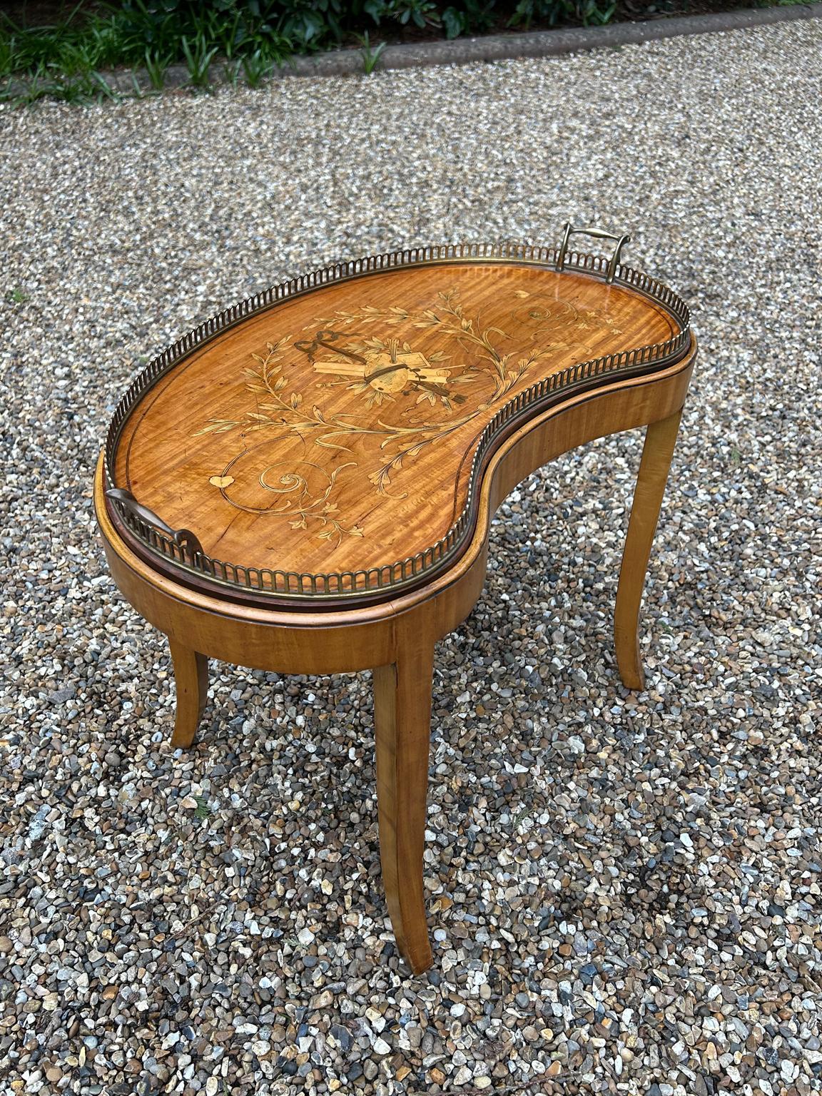English 19th Century Inlaid Satinwood Tray on (Stand made later) For Sale