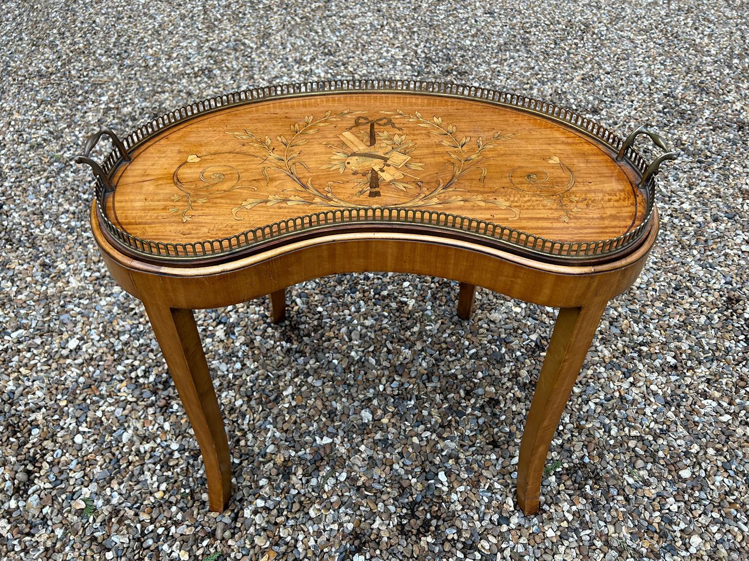 Hand-Crafted 19th Century Inlaid Satinwood Tray on (Stand made later) For Sale