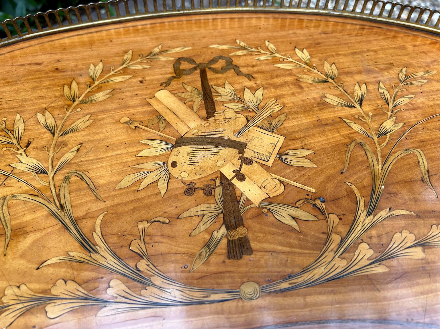 19th Century Inlaid Satinwood Tray on (Stand made later) For Sale 1