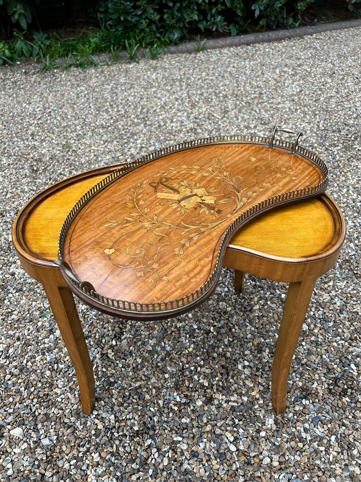 19th Century Inlaid Satinwood Tray on (Stand made later) For Sale 2