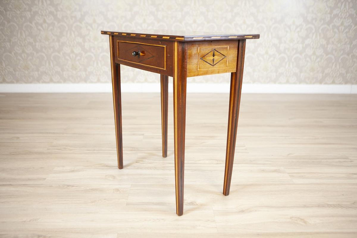 European Inlaid Walnut Side Table, Late 19th Century For Sale