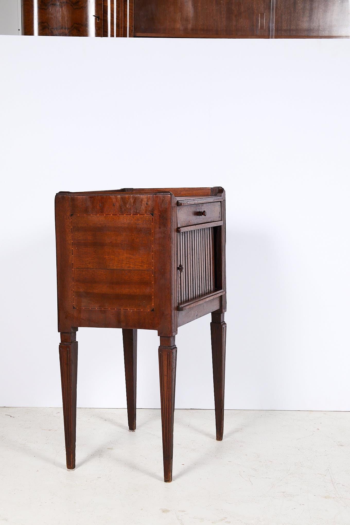 Neoclassical 19th Century Inlaid Tambour Front Side Table