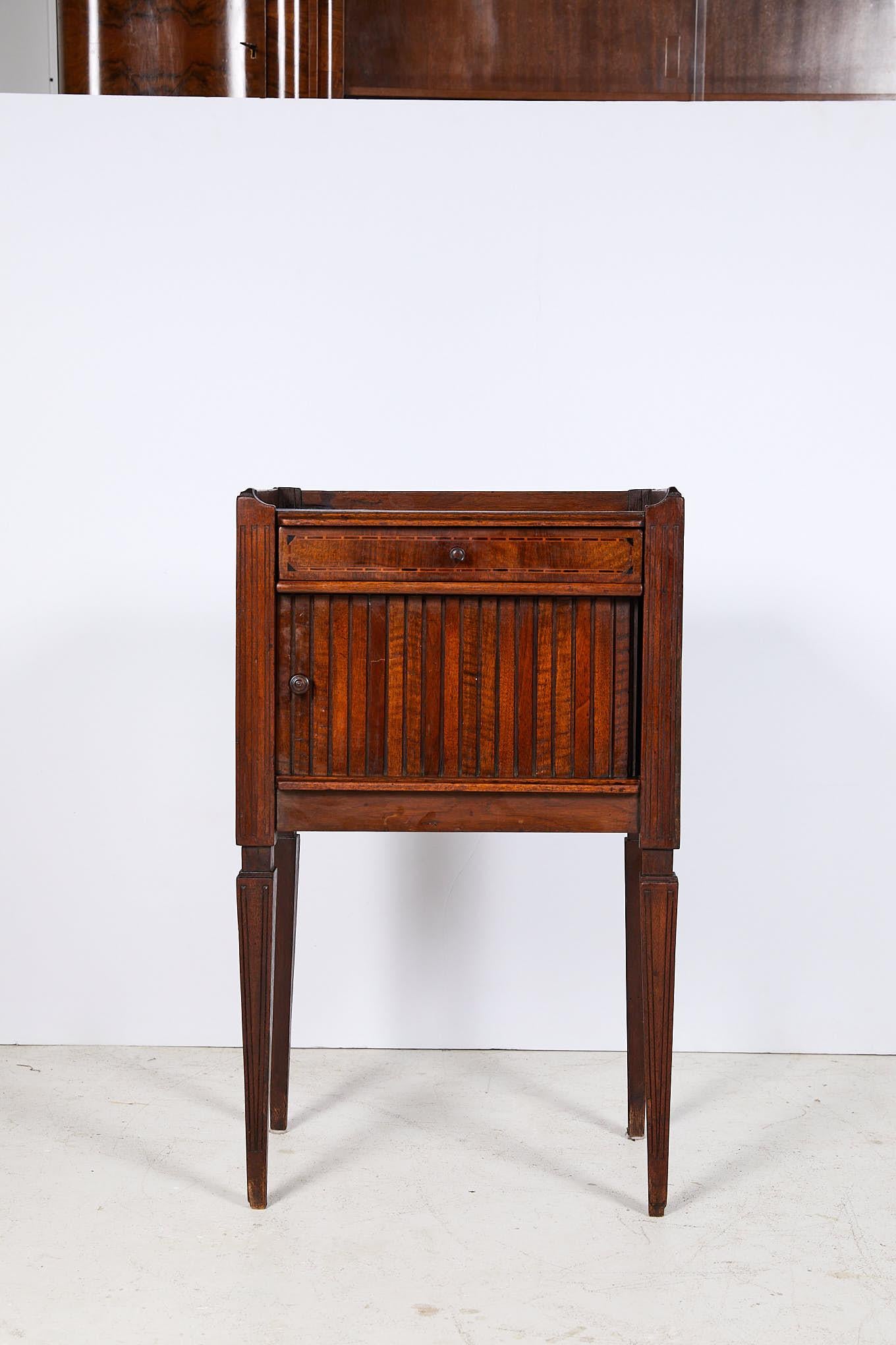 19th Century Inlaid Tambour Front Side Table In Good Condition In Atlanta, GA