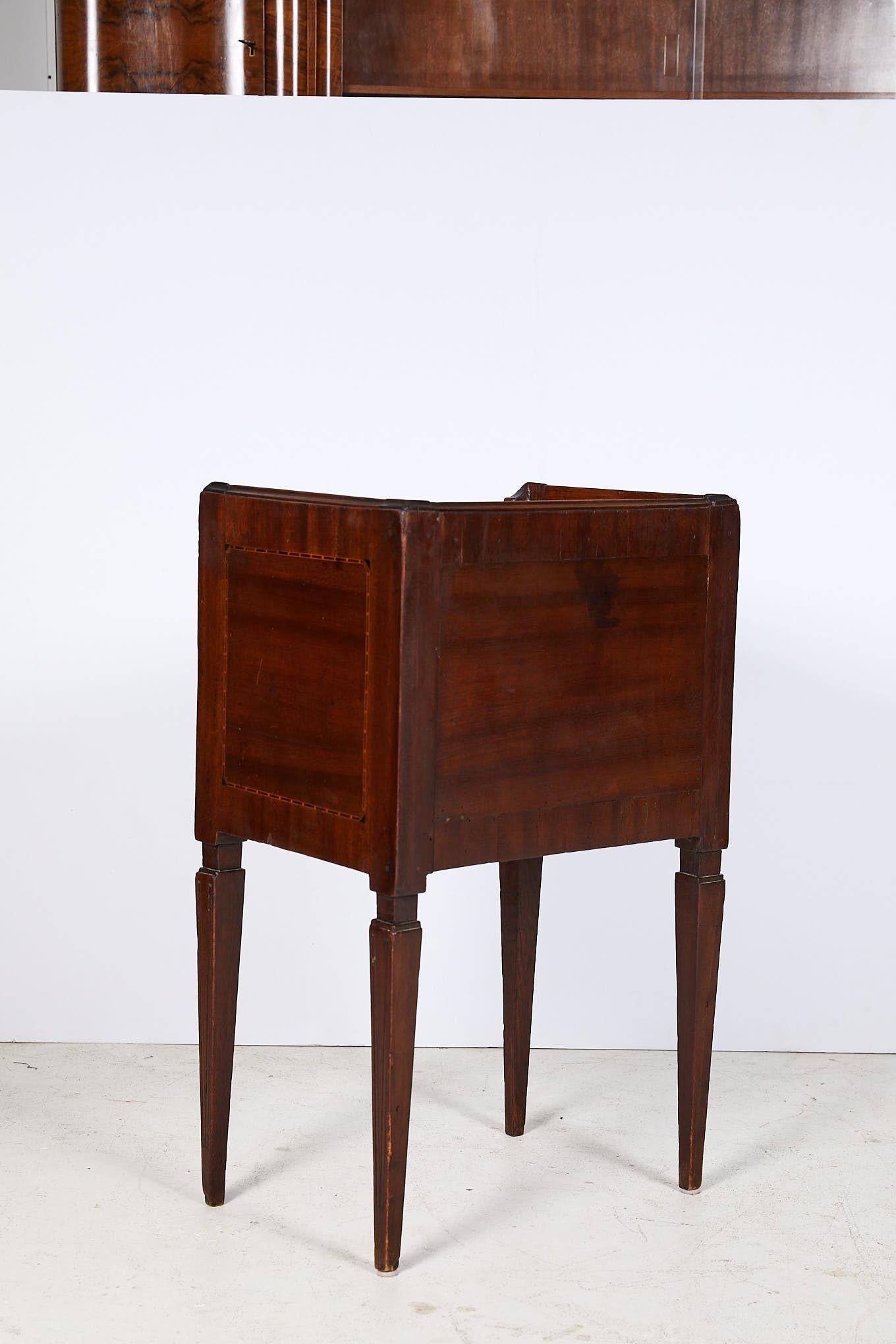 Ebony 19th Century Inlaid Tambour Front Side Table
