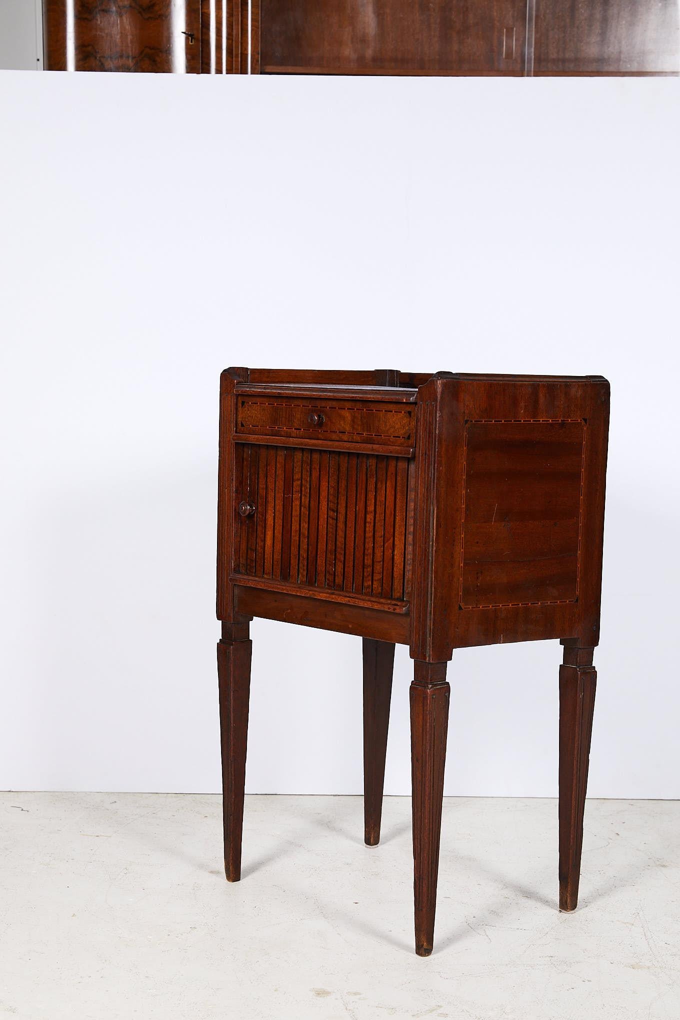 19th Century Inlaid Tambour Front Side Table 1